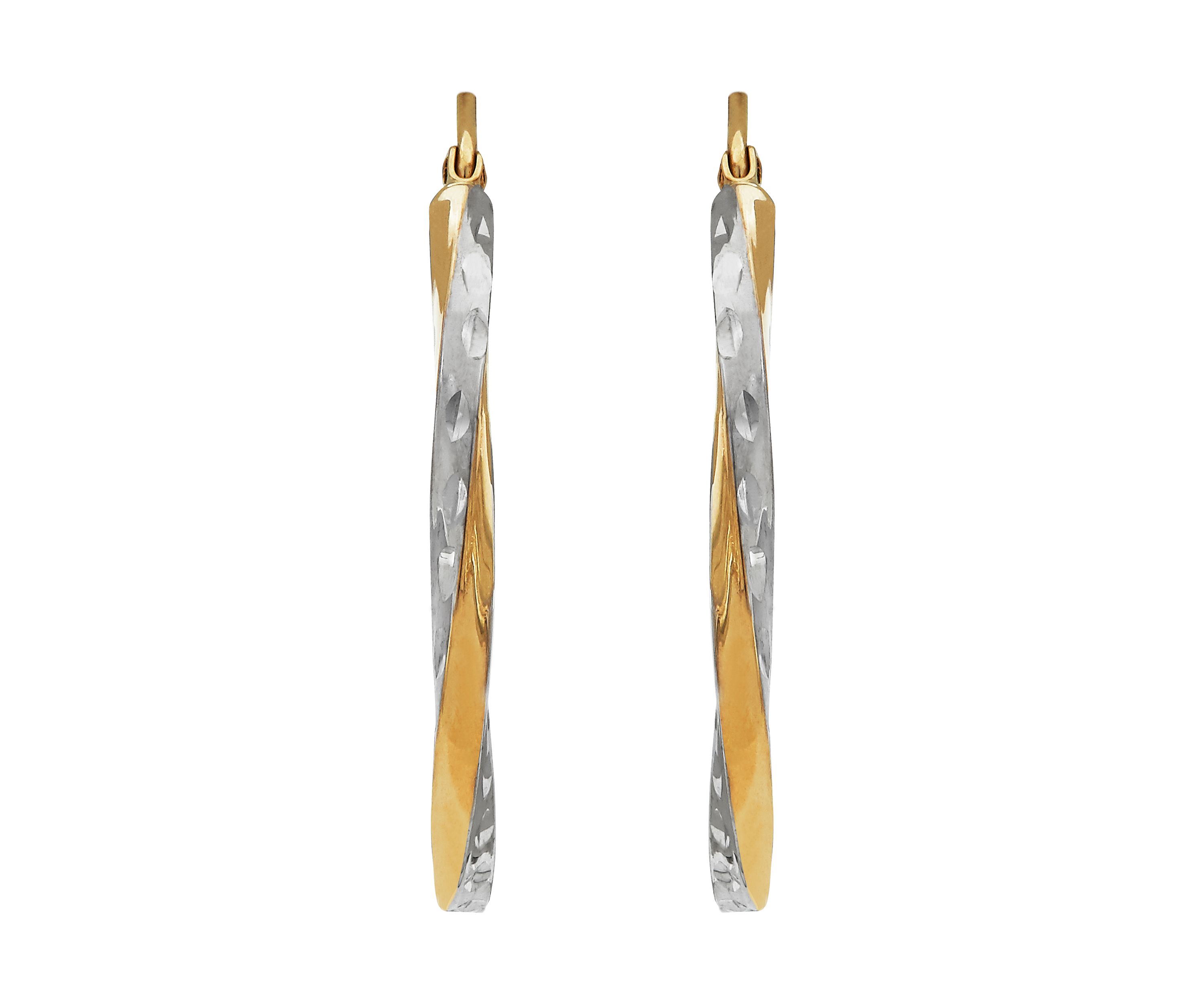 10K Two-Tone Twisted Hoop Earrings