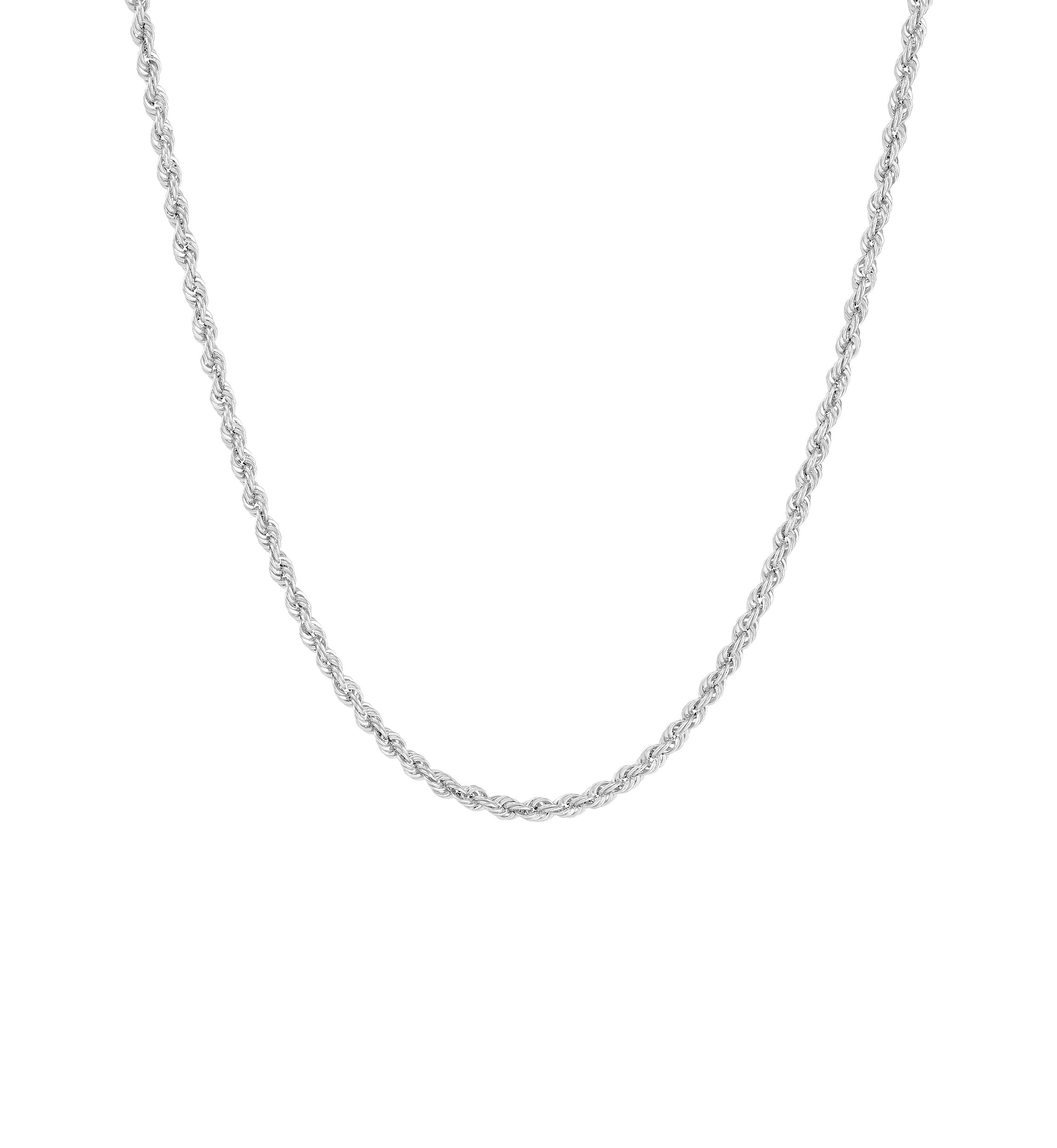Hollow Rope Chain Necklace in 10K White Gold