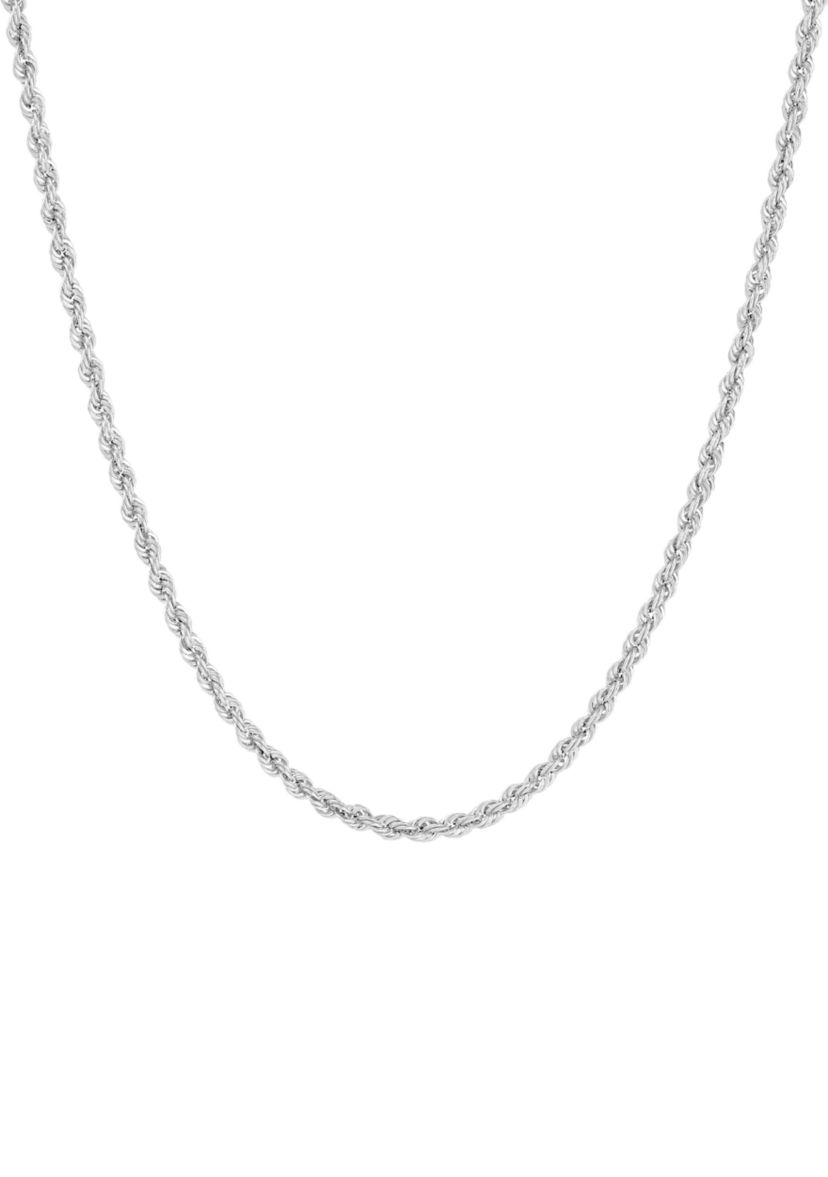 Hollow Rope Chain Necklace in 10K White Gold