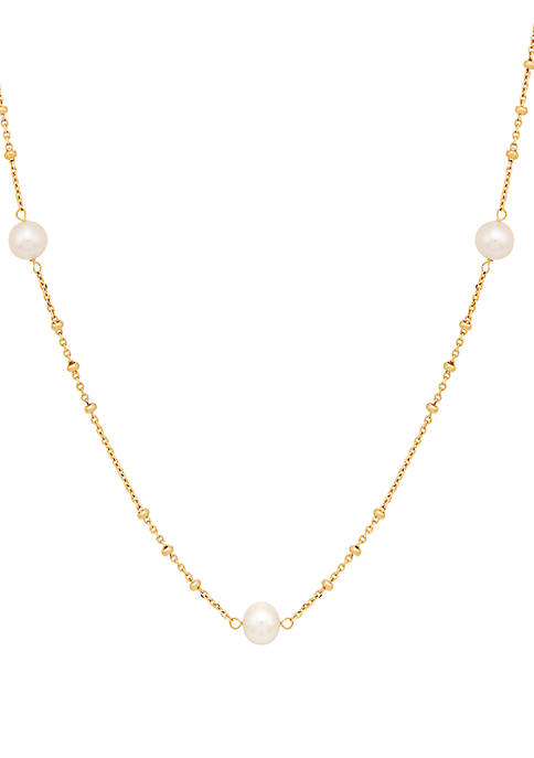 Fresh Water Pearl Necklace in 10K Yellow Gold