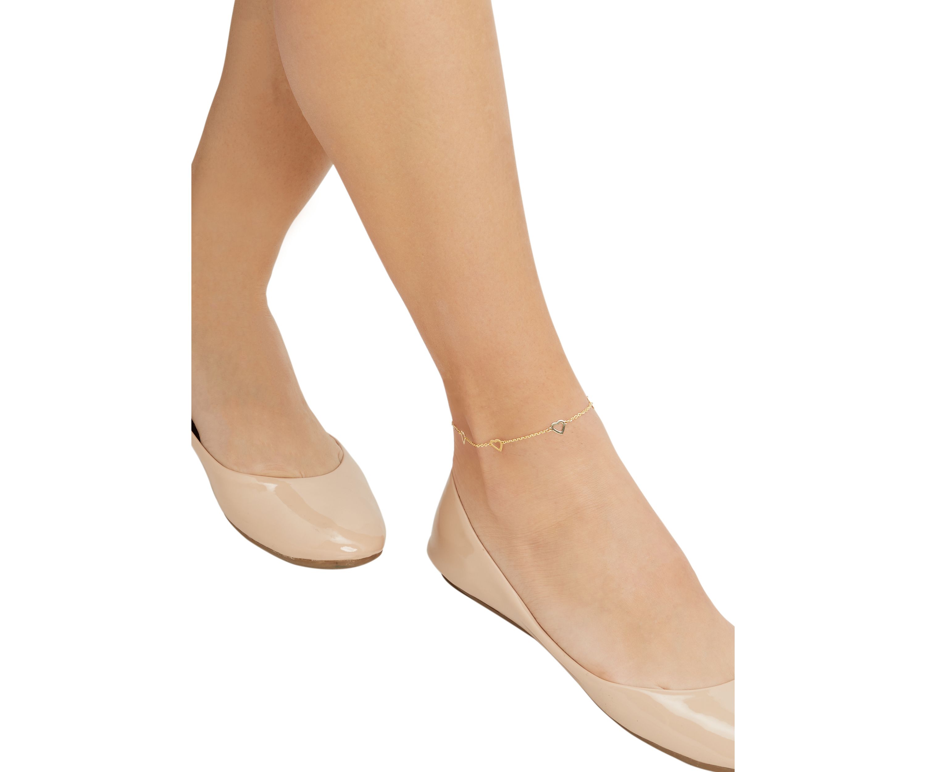 Flat Open Heart Anklet in 10K Yellow Gold