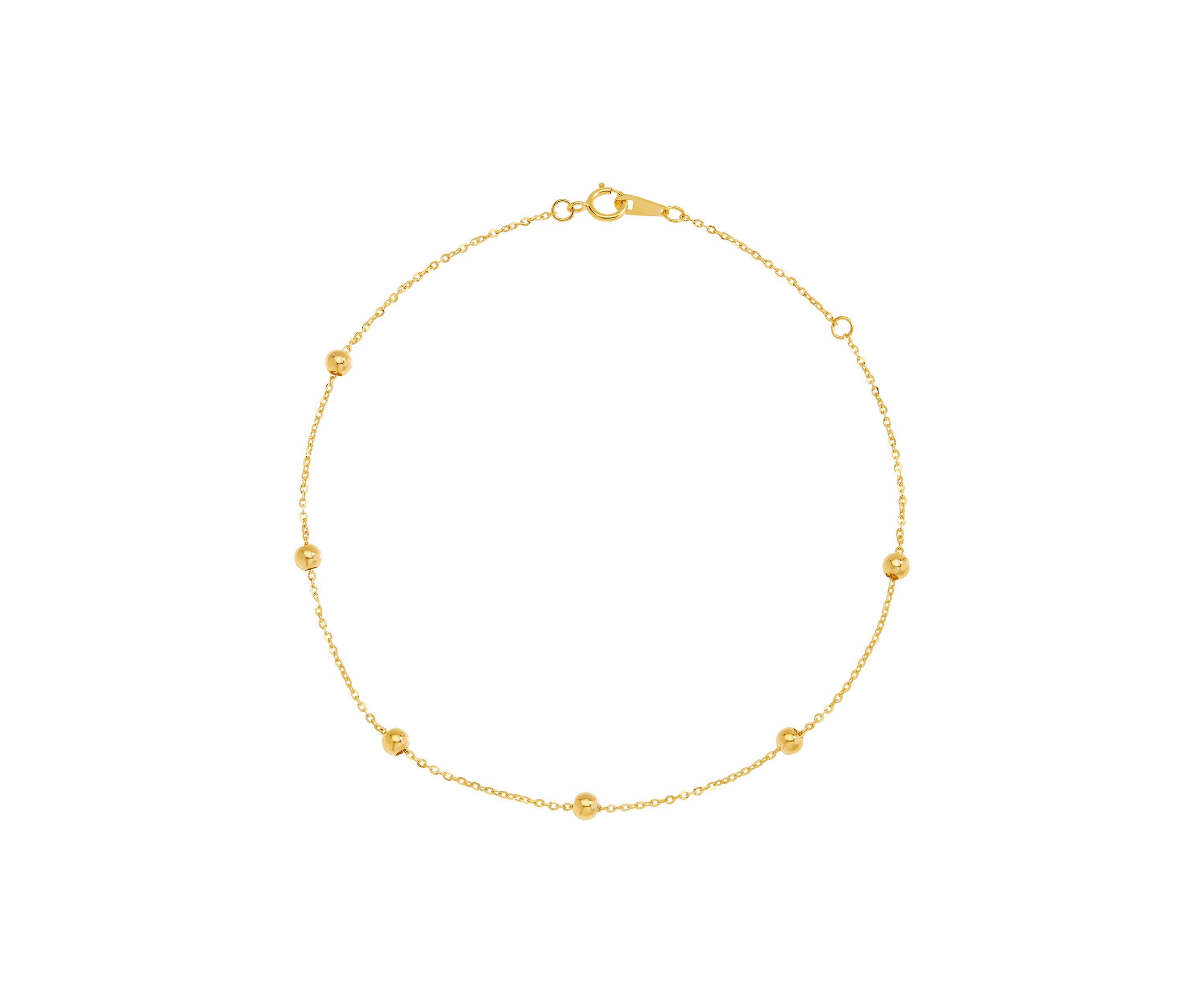 Tincup Beads Anklet in 10K Yellow Gold