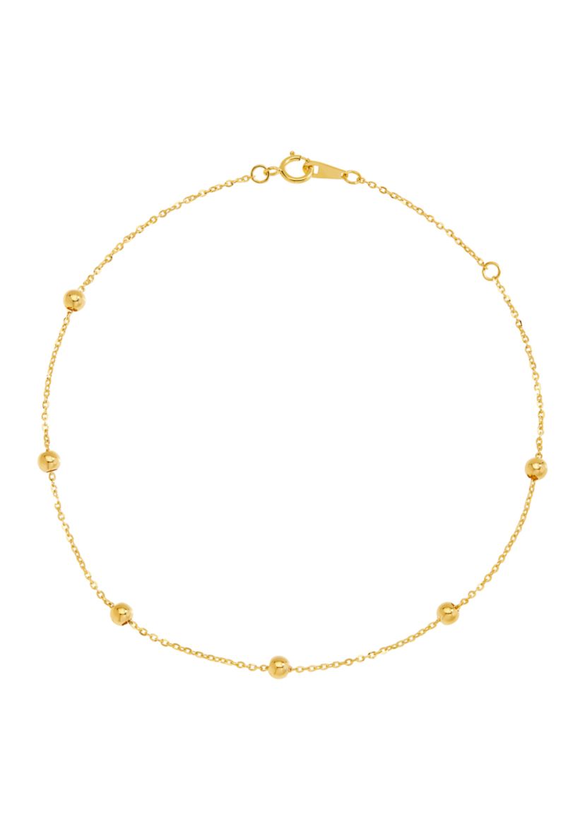 Tincup Beads Anklet in 10K Yellow Gold
