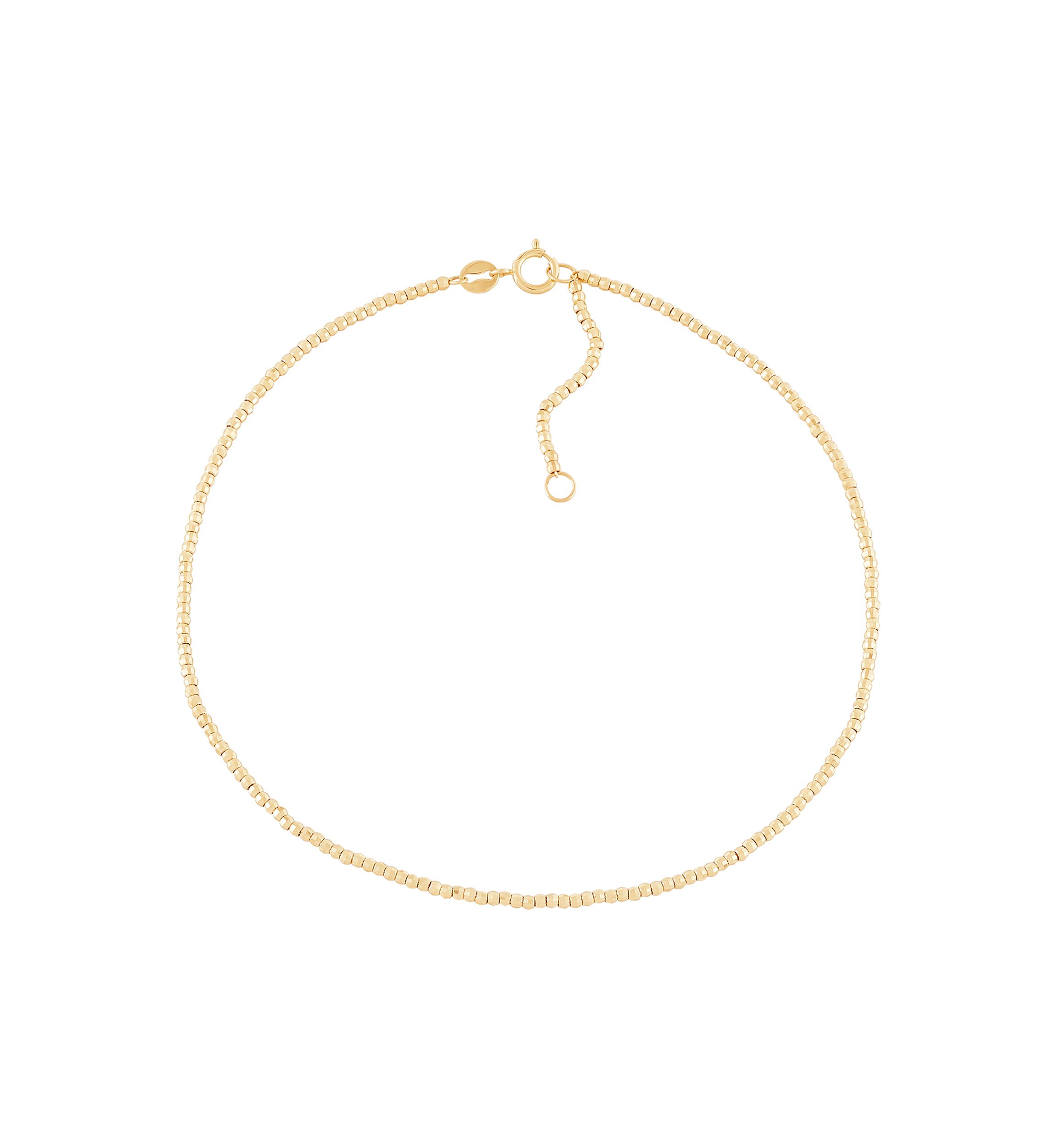 1.5 Millimeter Beads Anklet in 10K Yellow Gold