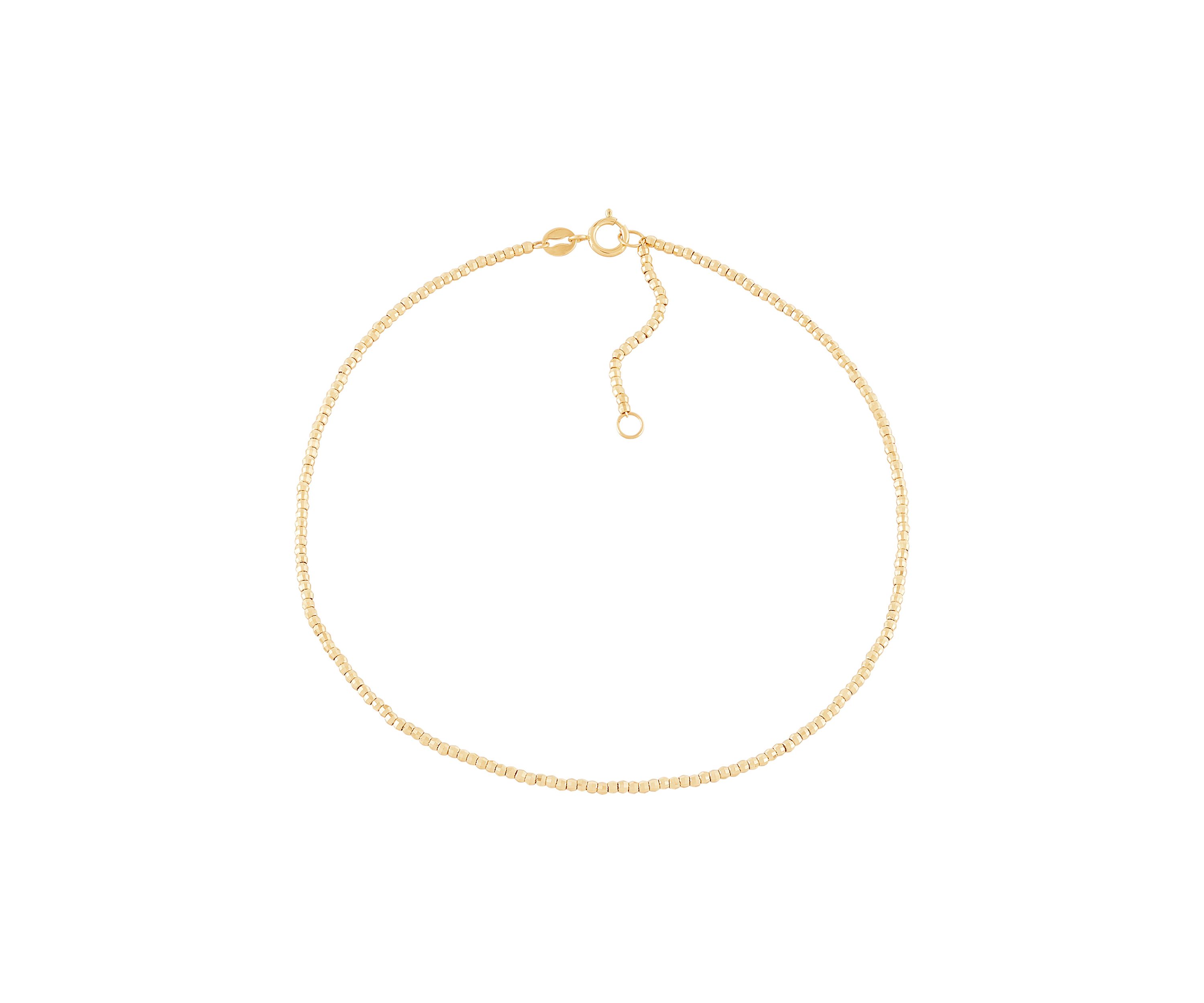 1.5 Millimeter Beads Anklet in 10K Yellow Gold