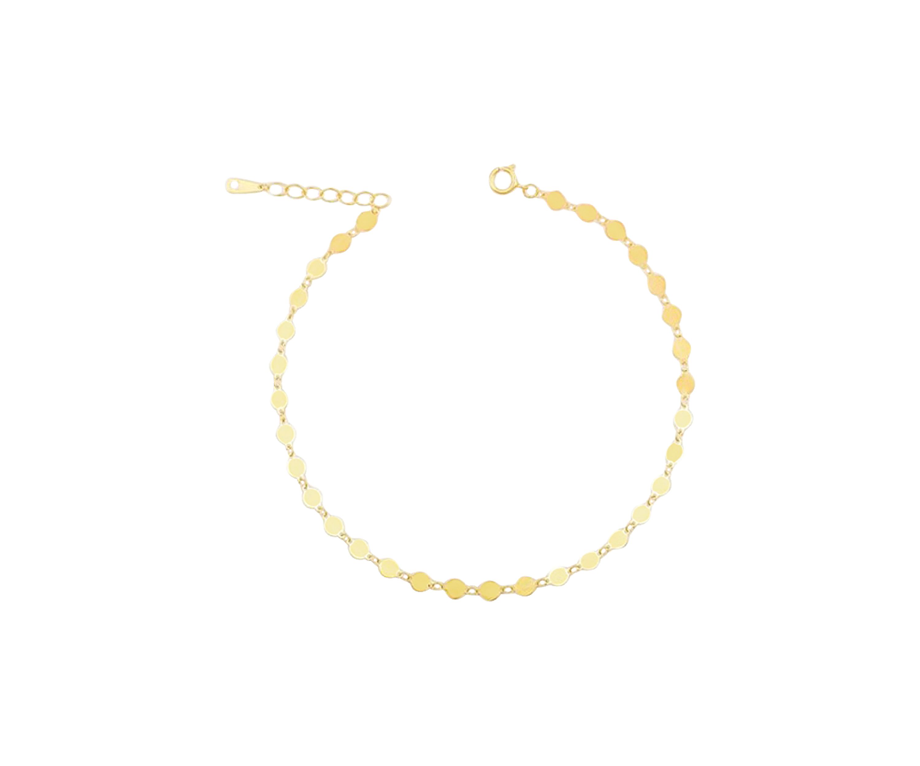 Hollow Disk Links Anklet in 10K Yellow Gold
