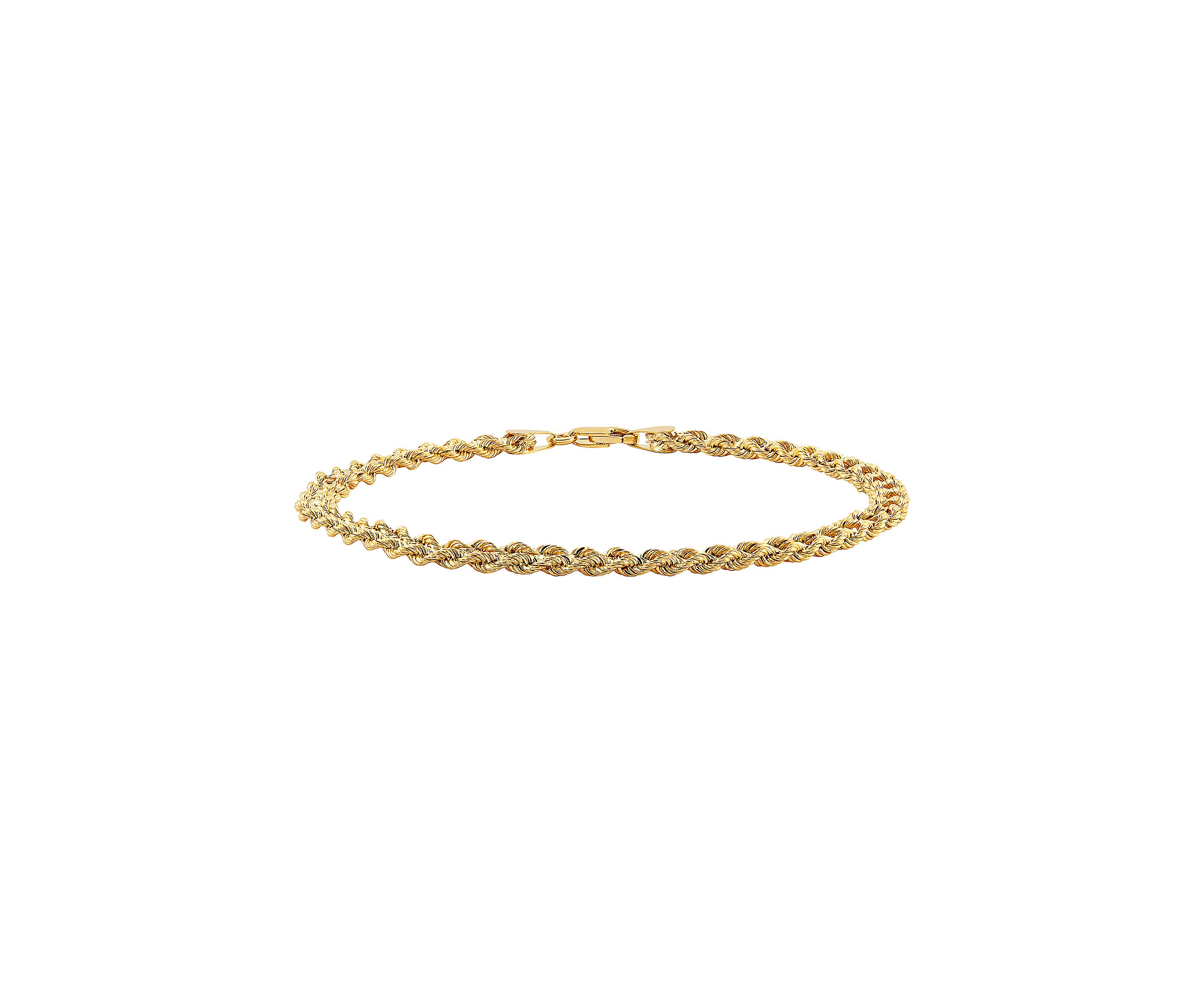 Two Row Hollow Light Rope Bracelet in 10K Yellow Gold