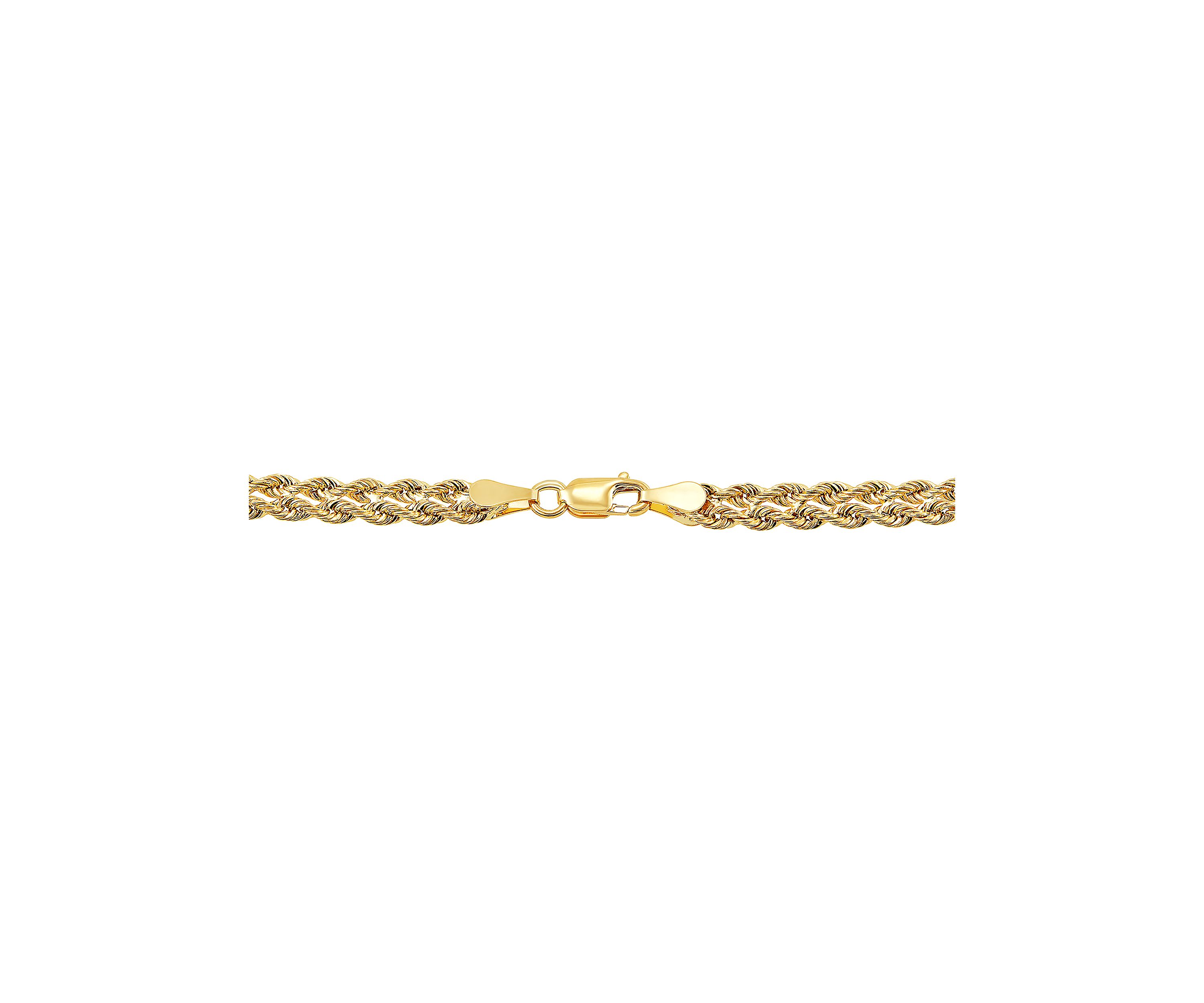 Two Row Hollow Light Rope Bracelet in 10K Yellow Gold