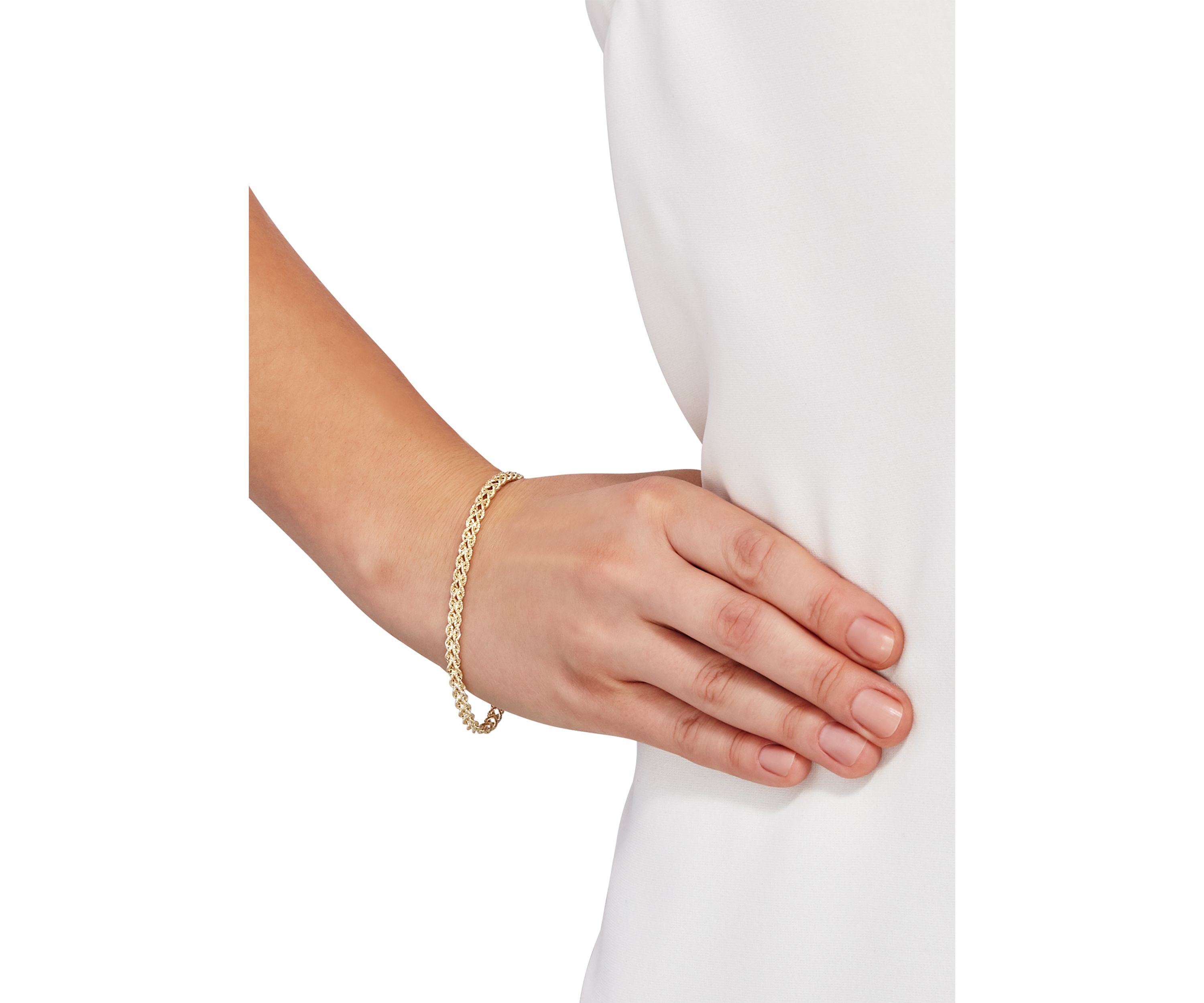 Two Row Hollow Light Rope Bracelet in 10K Yellow Gold