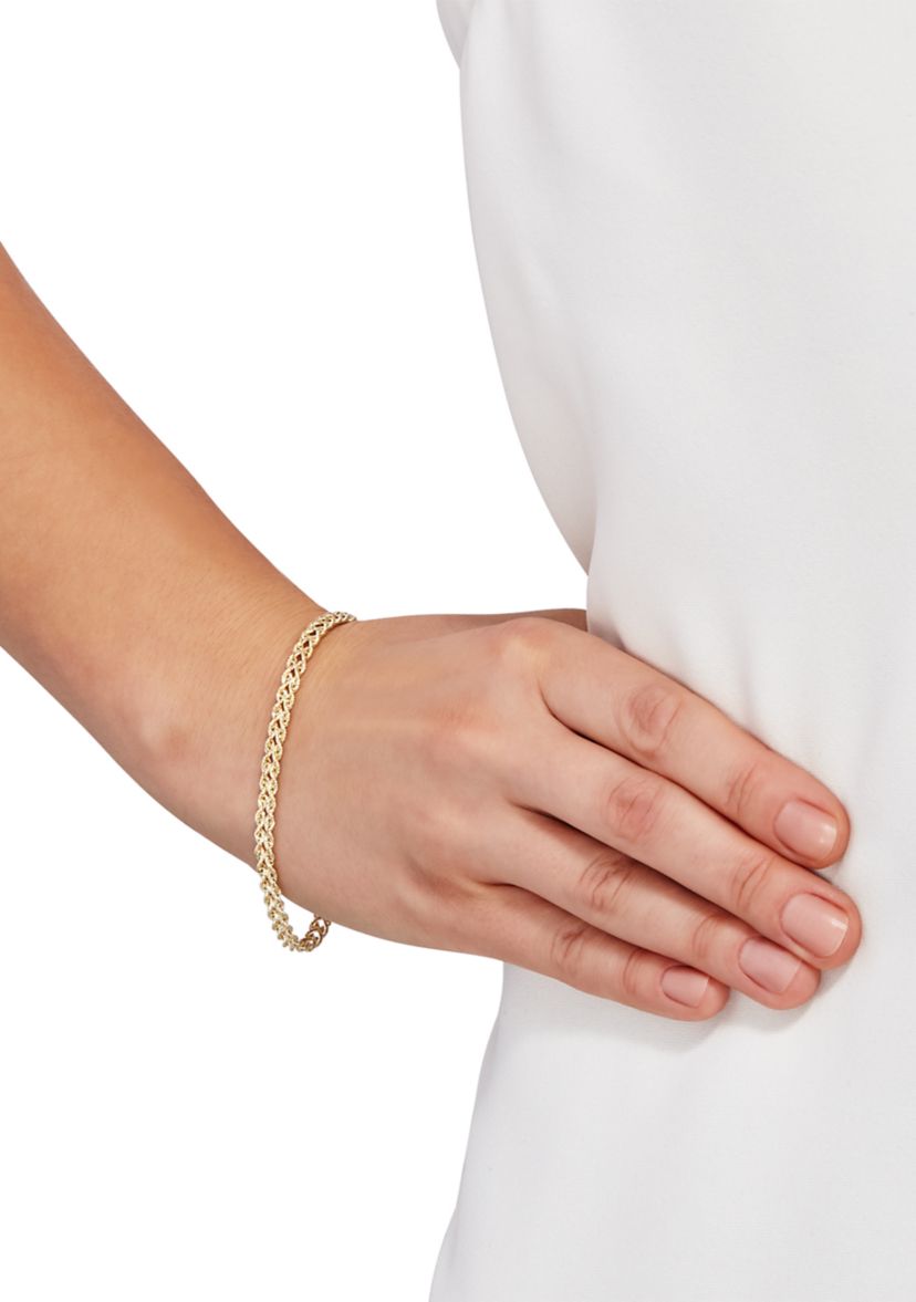 Two Row Hollow Light Rope Bracelet in 10K Yellow Gold