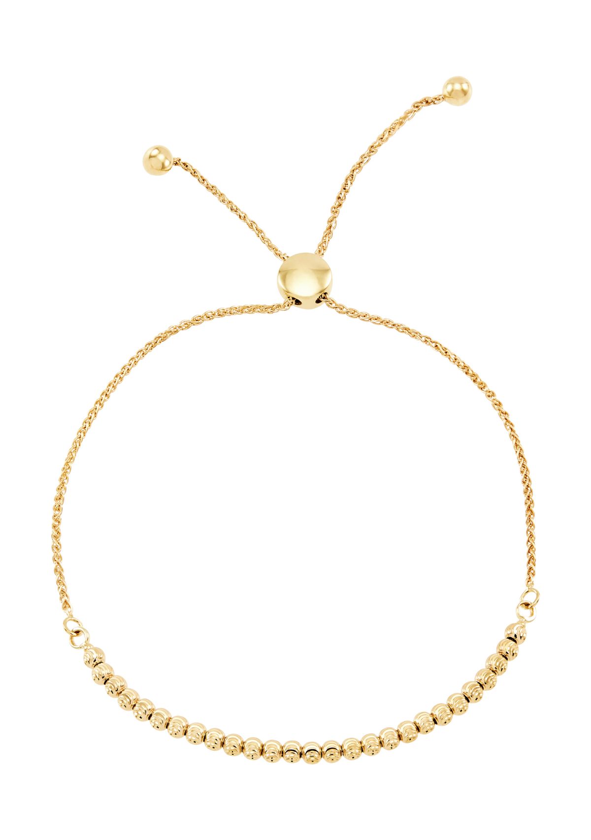 Muti Bead Bolo Bracelet in 10K Yellow Gold