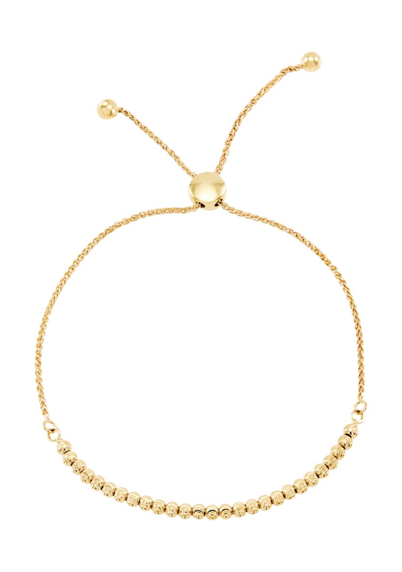 Muti Bead Bolo Bracelet in 10K Yellow Gold