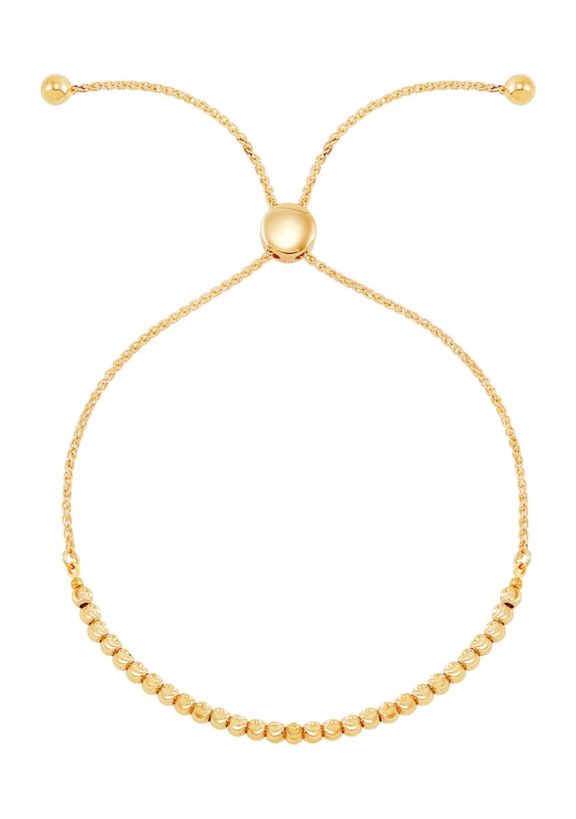 Muti Bead Bolo Bracelet in 10K Yellow Gold