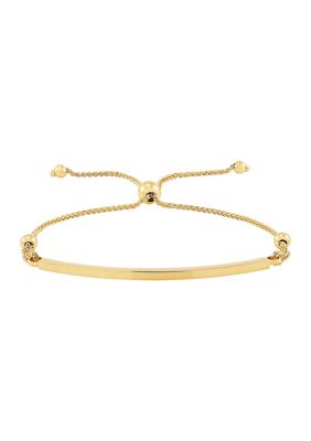 Belk & Co Bolo Bead With Curved Bar Bracelet In 10K Yellow Gold