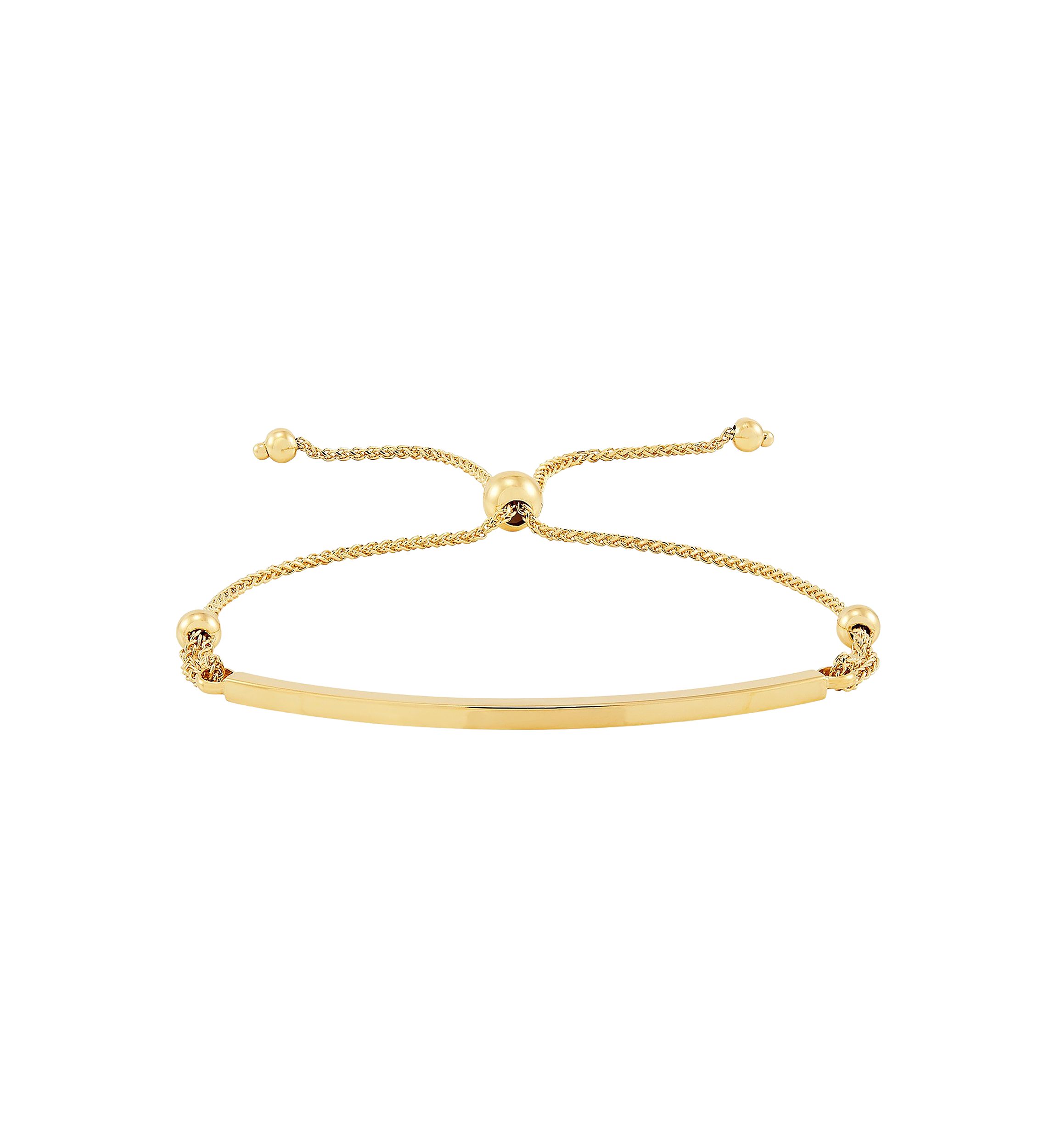 Bolo Bead with Curved Bar Bracelet in 10k Yellow Gold