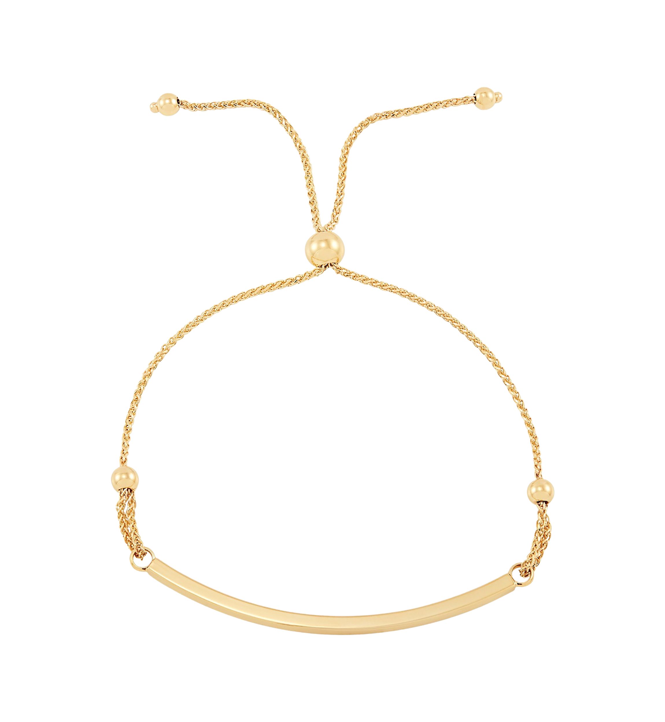 Bolo Bead with Curved Bar Bracelet in 10k Yellow Gold