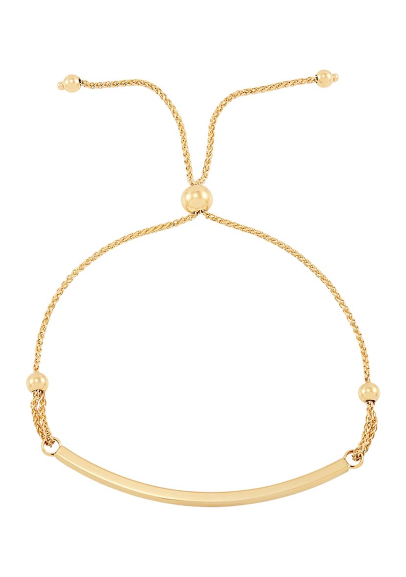 Bolo Bead with Curved Bar Bracelet in 10k Yellow Gold