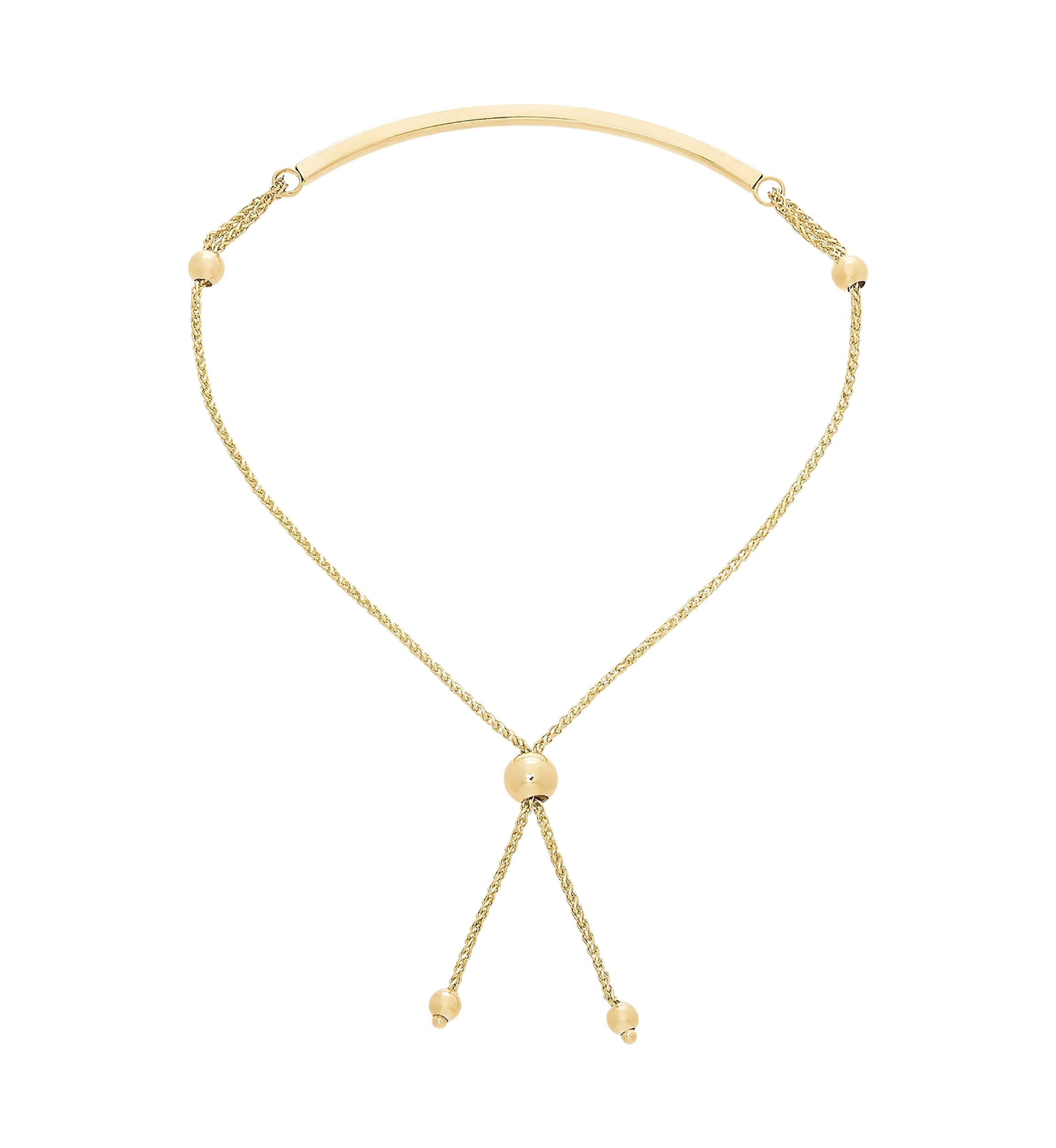 Bolo Bead with Curved Bar Bracelet in 10k Yellow Gold