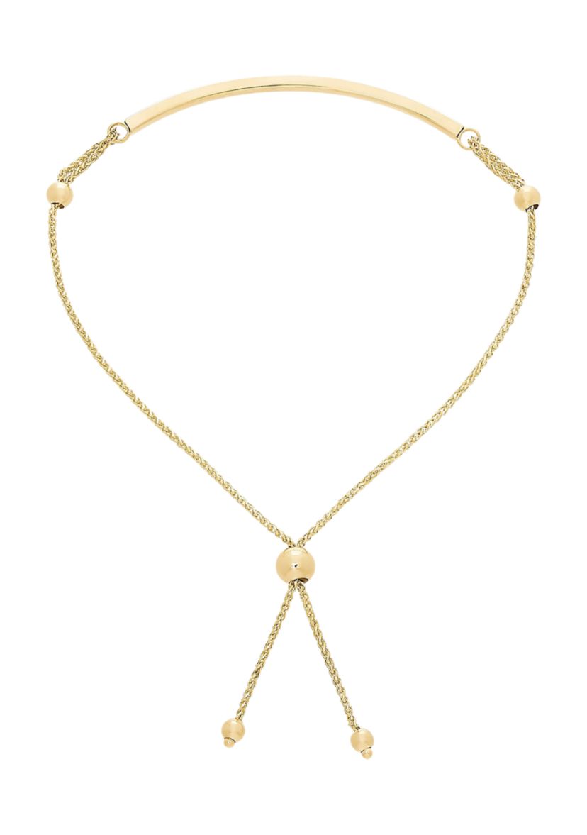 Bolo Bead with Curved Bar Bracelet in 10k Yellow Gold