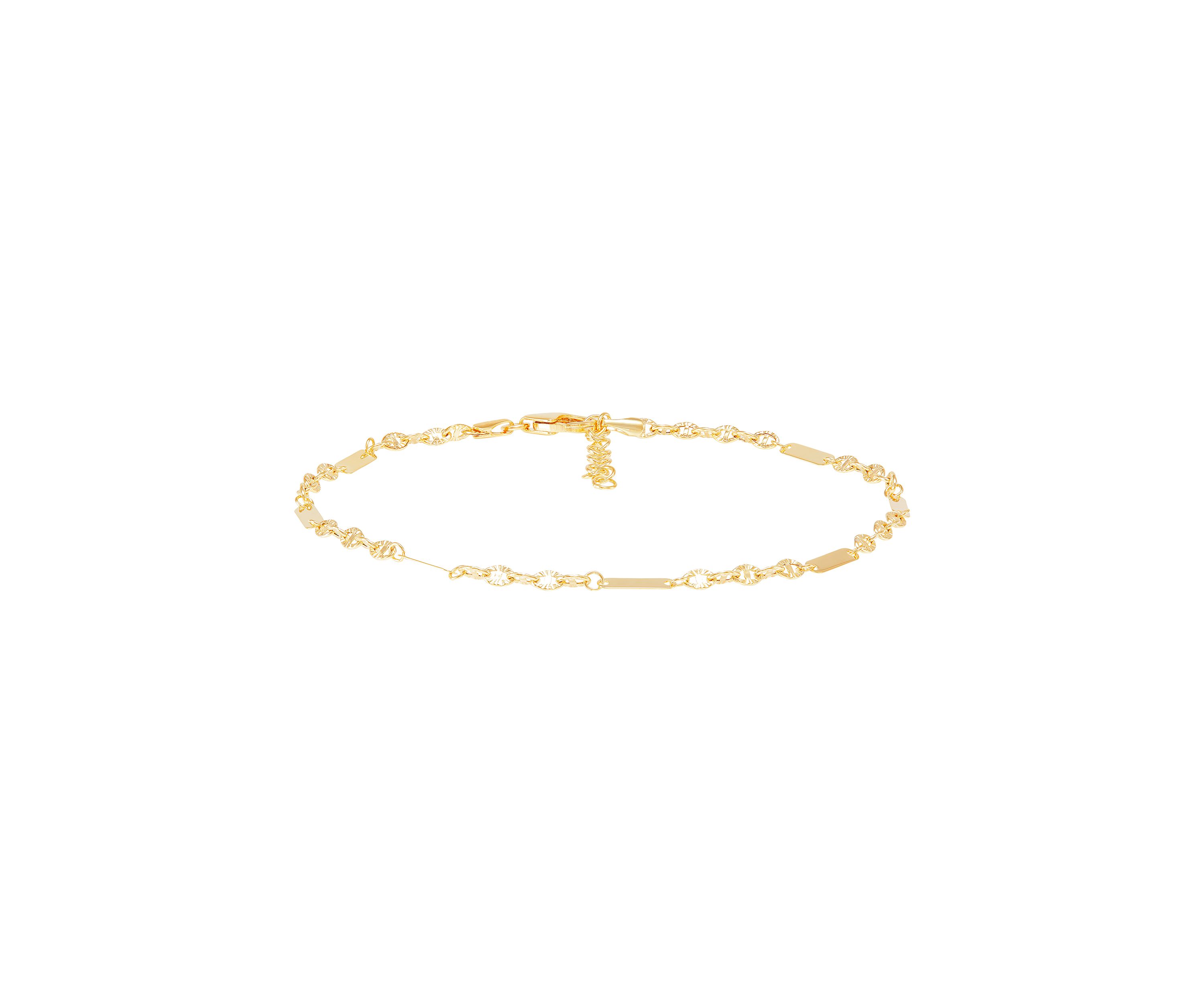 2.7 Millimeter Hollow Bar Links Anklet in 10K Yellow Gold