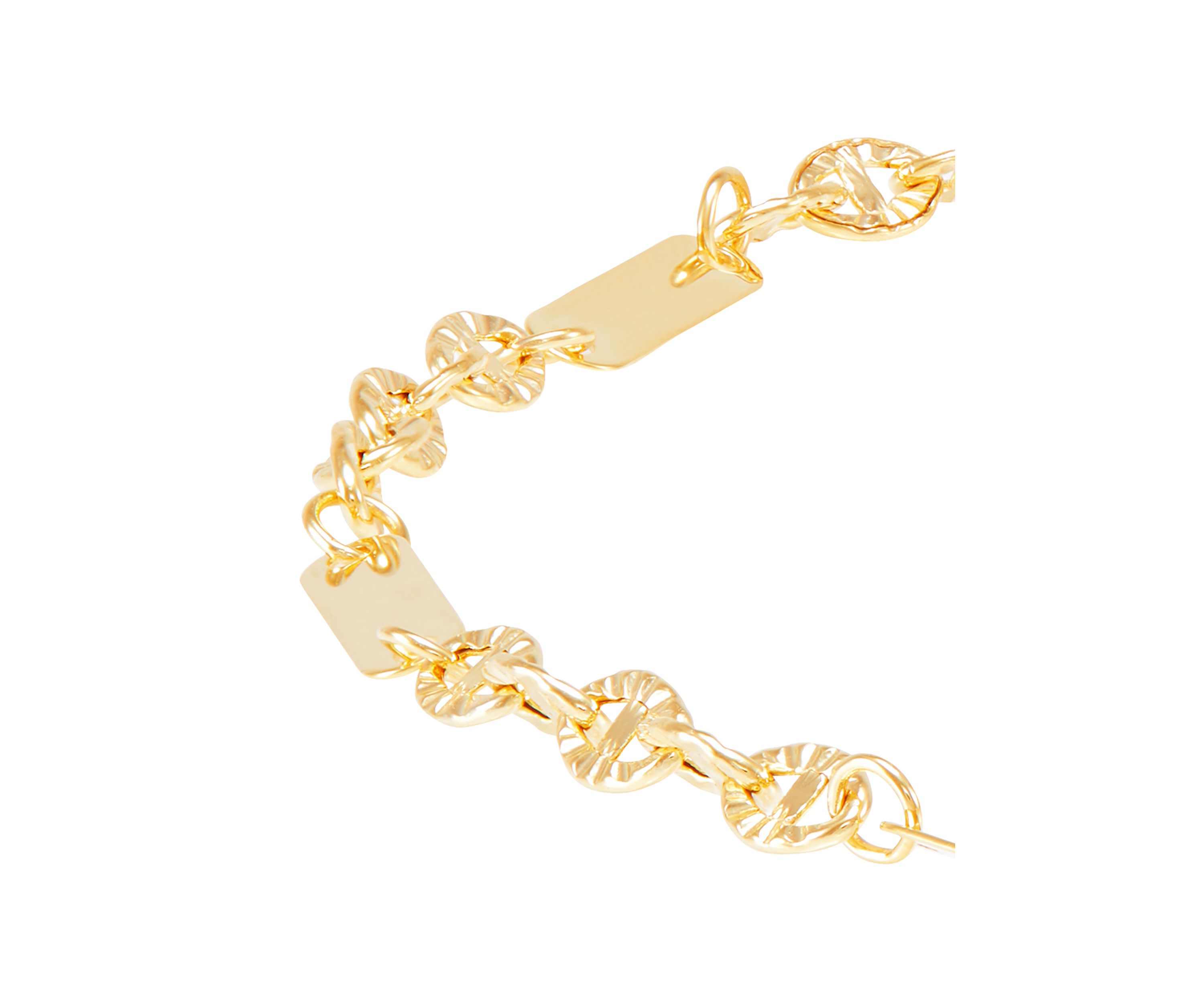 2.7 Millimeter Hollow Bar Links Anklet in 10K Yellow Gold
