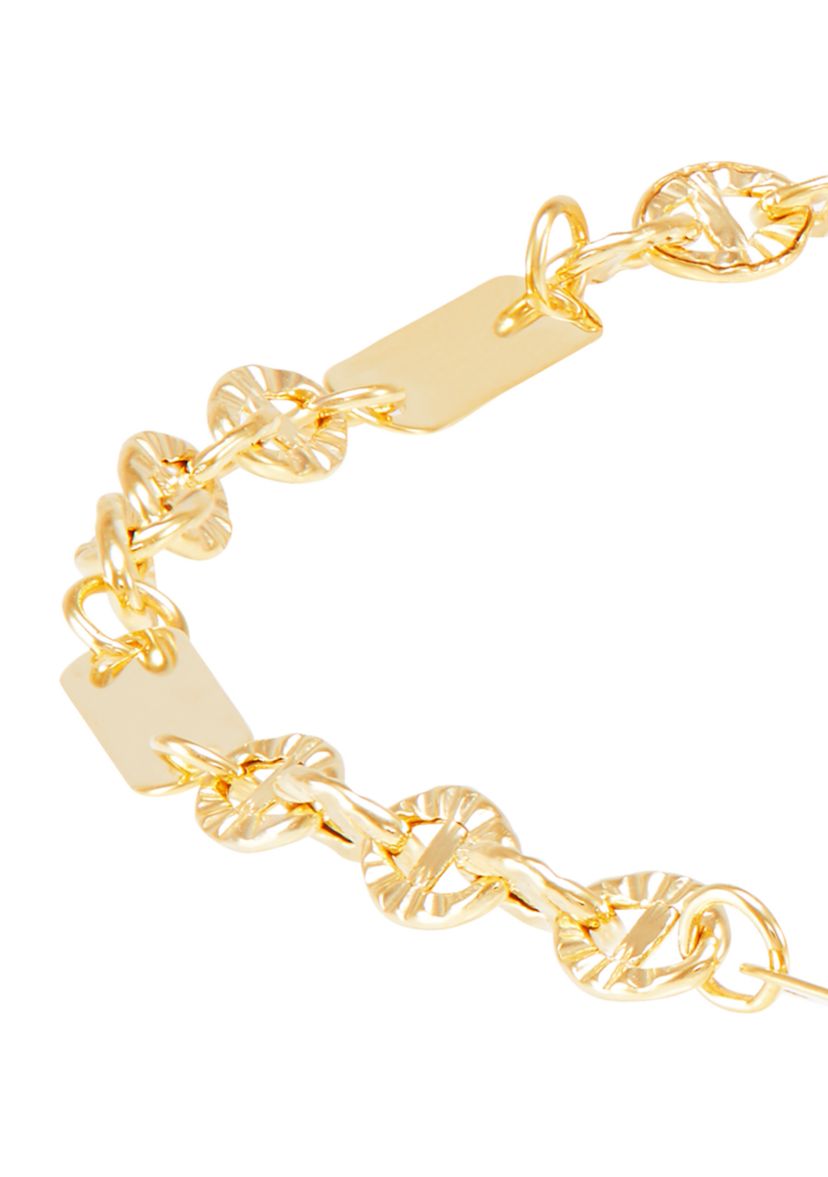 2.7 Millimeter Hollow Bar Links Anklet in 10K Yellow Gold