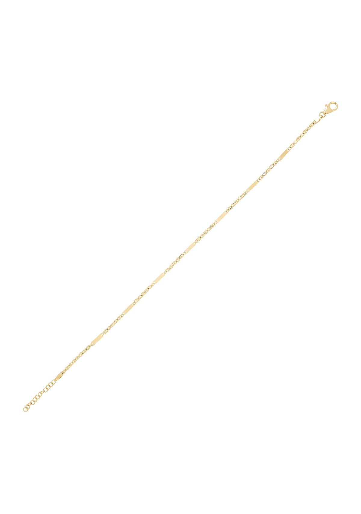 2.7 Millimeter Hollow Bar Links Anklet in 10K Yellow Gold