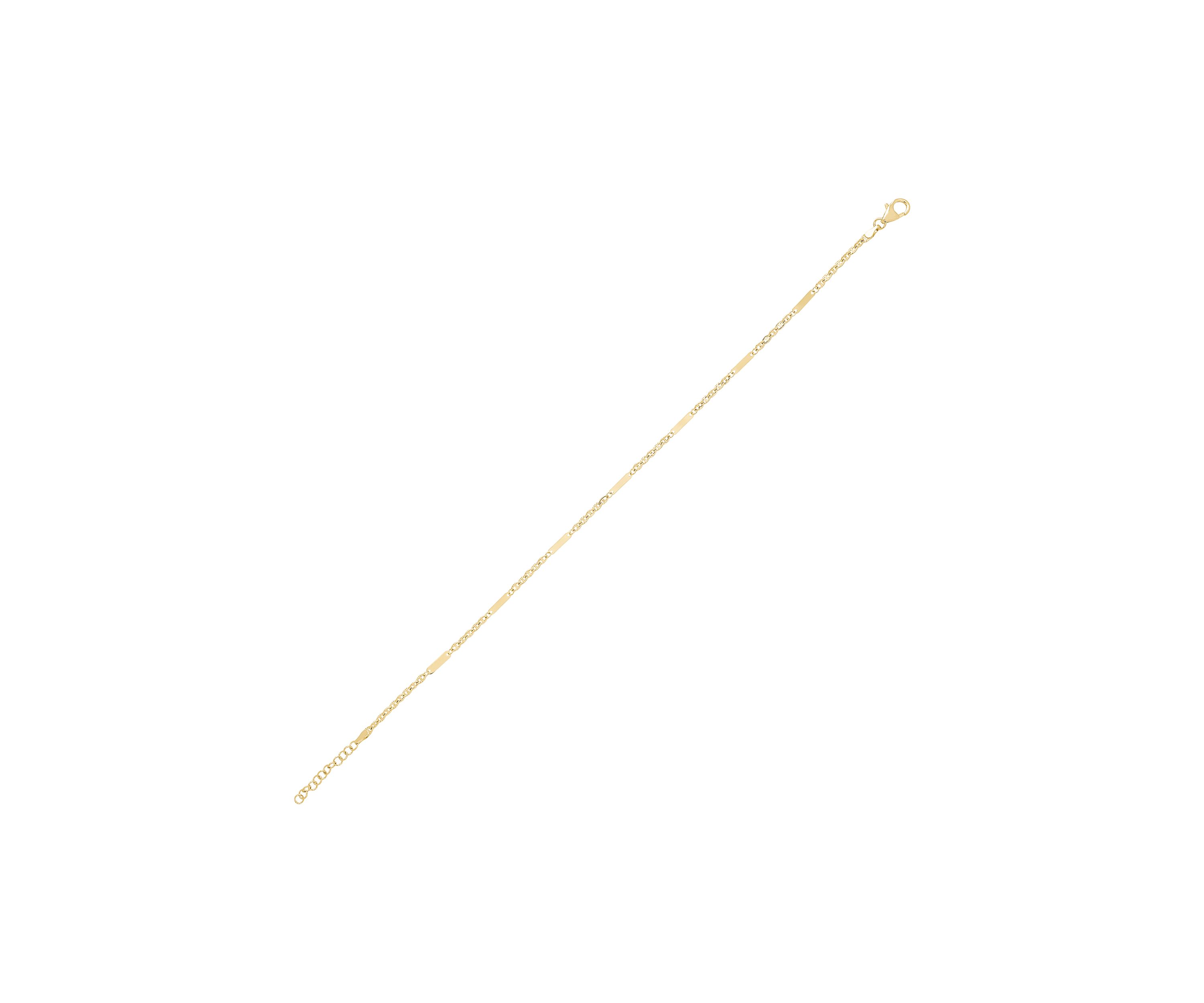 2.7 Millimeter Hollow Bar Links Anklet in 10K Yellow Gold