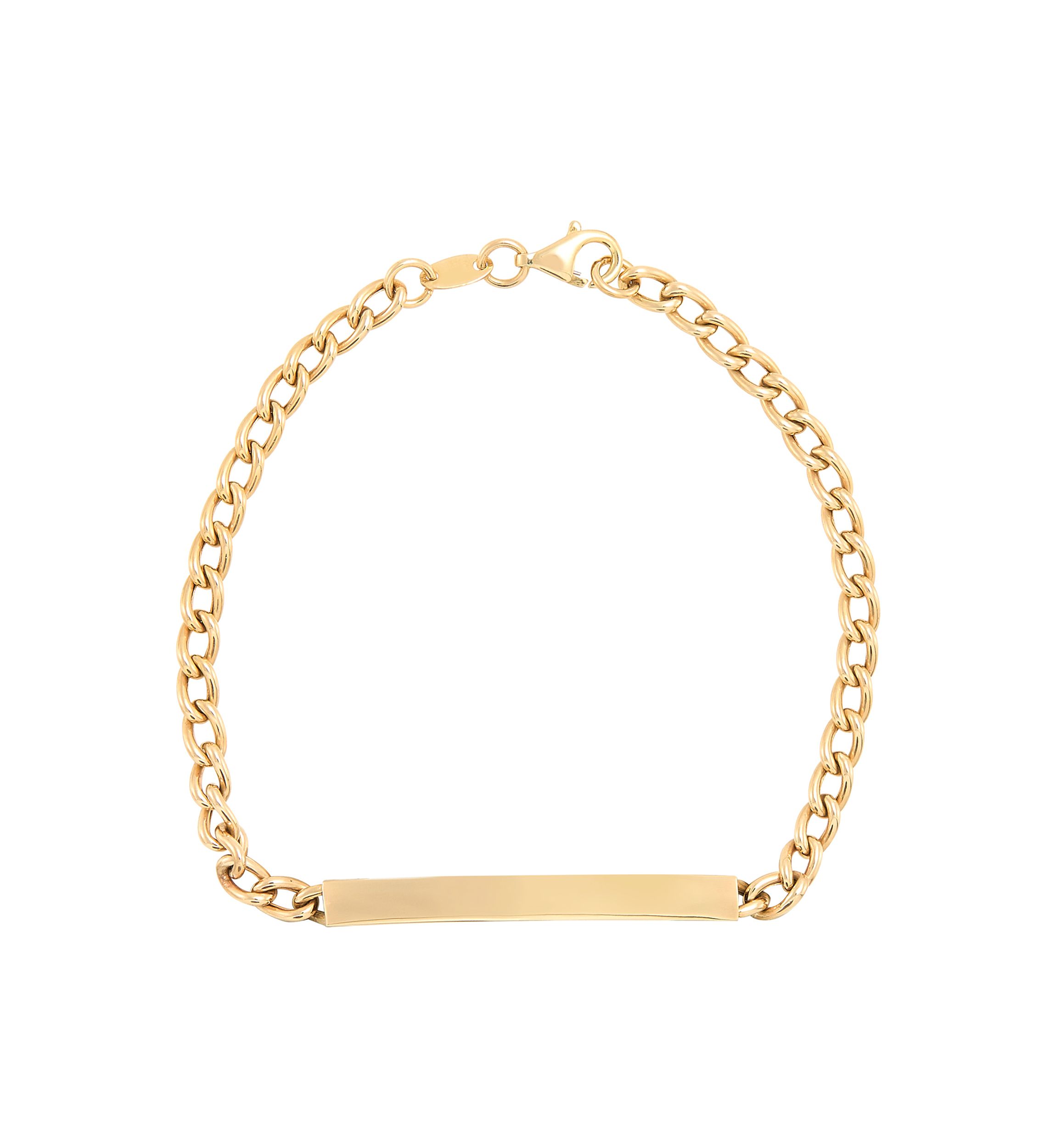Curved Bar Curb Bracelet in 10K Yellow Gold