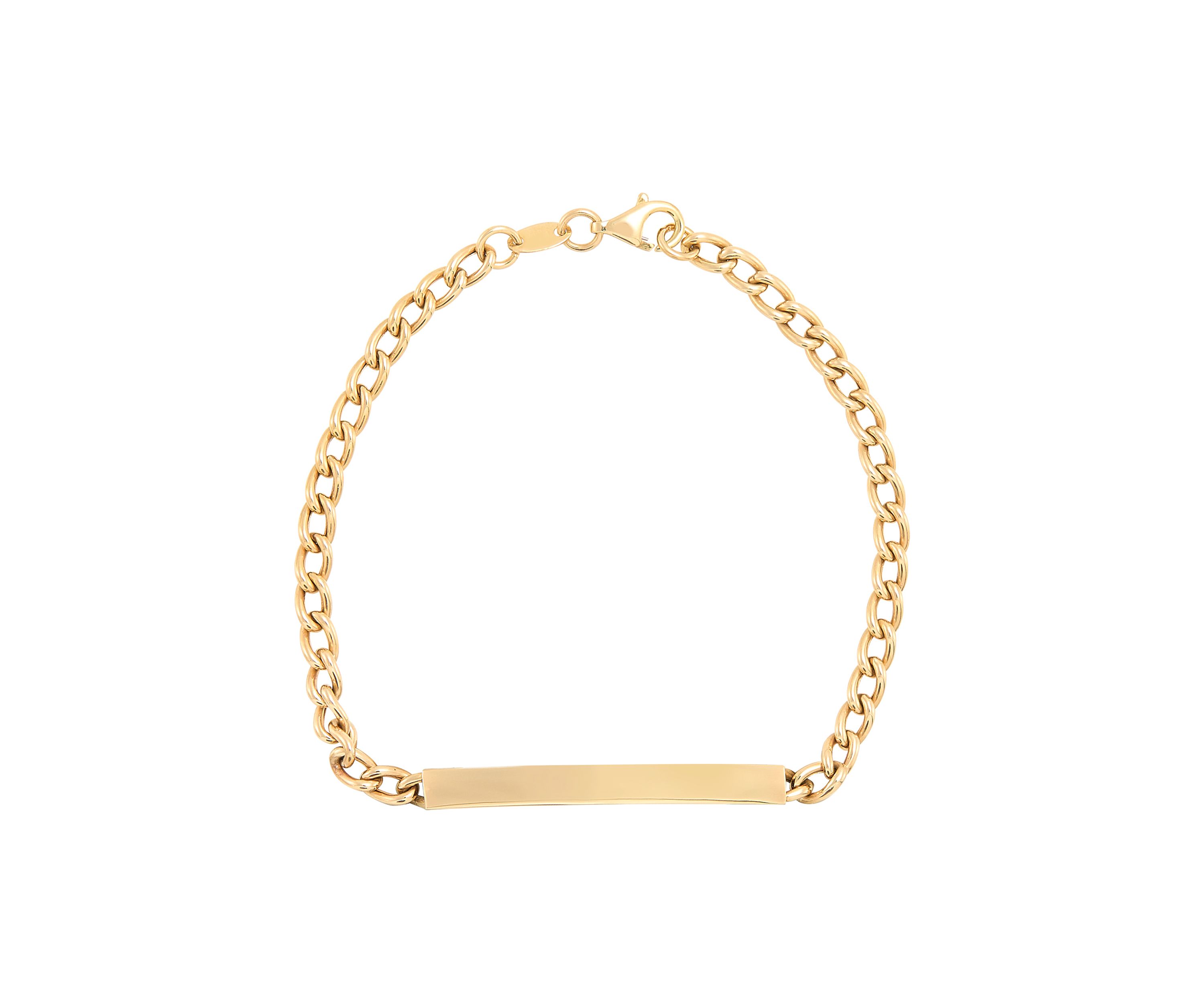 Curved Bar Curb Bracelet in 10K Yellow Gold