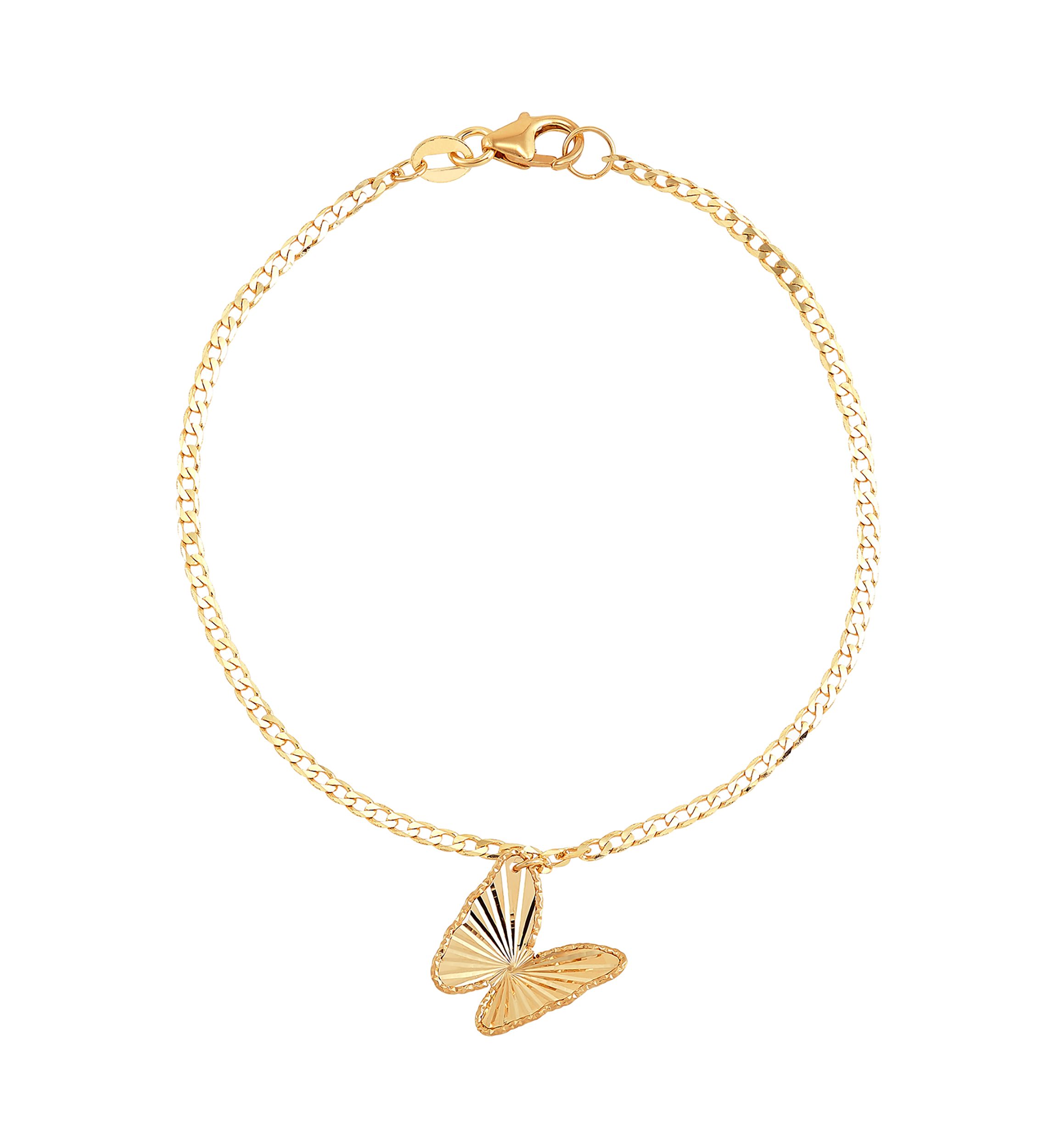 Slanted Butterfly Bracelet in 10K Yellow Gold