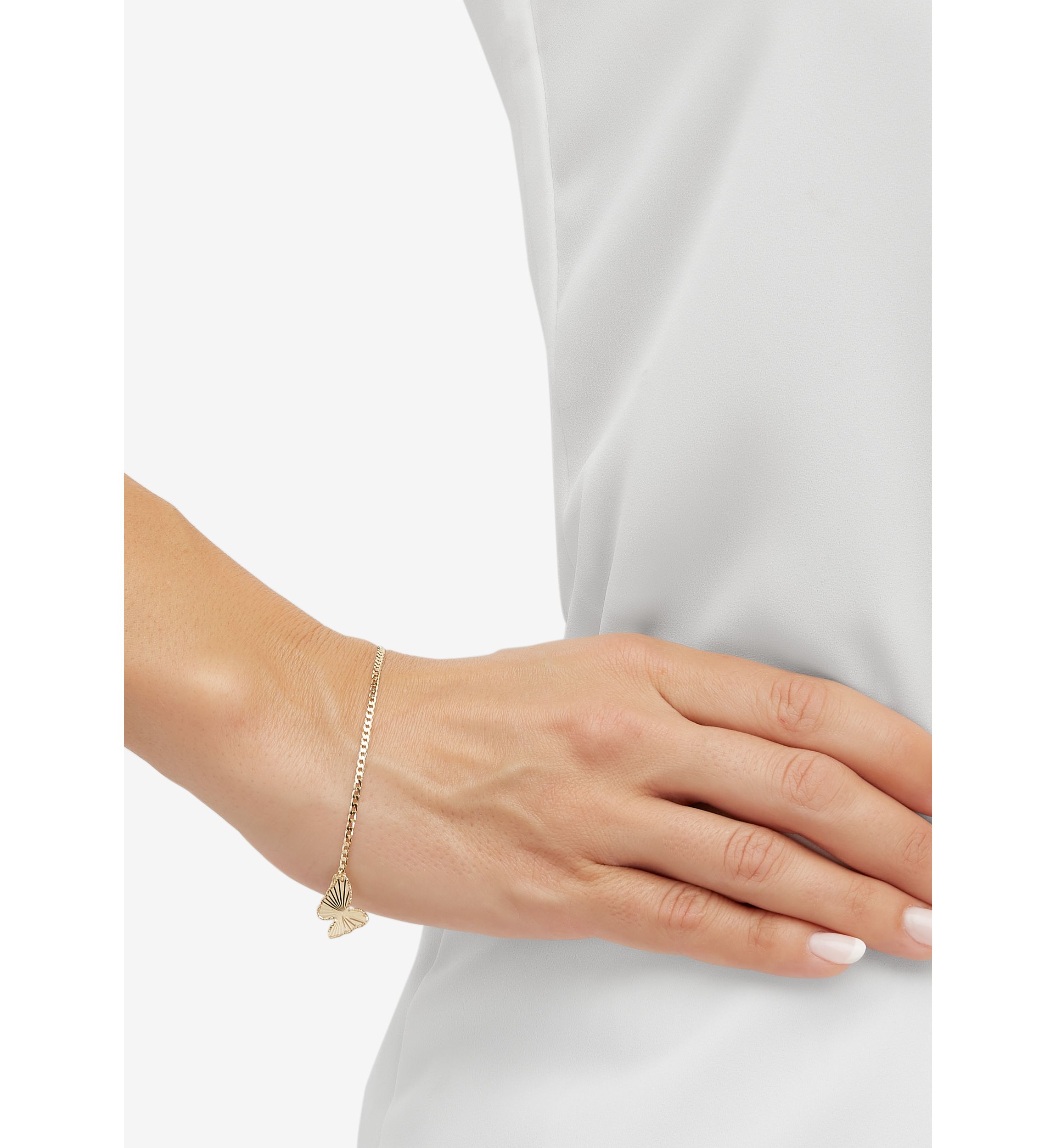 Slanted Butterfly Bracelet in 10K Yellow Gold
