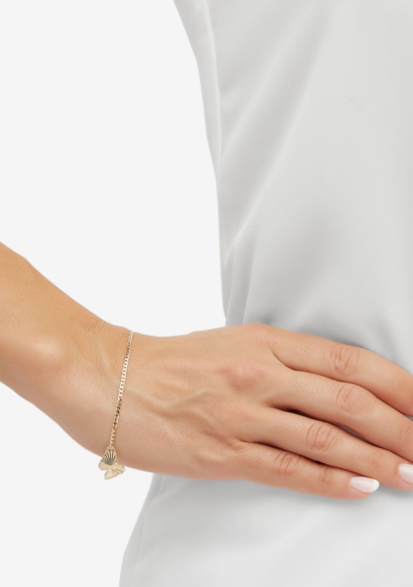 Slanted Butterfly Bracelet in 10K Yellow Gold