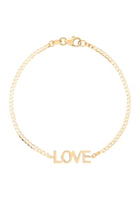 Belk & Co Love Curb Chain Bracelet In 10K Yellow Gold