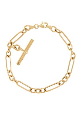 Belk & Co Oval Link With Dangle Toggle Bar Bracelet In 10K Yellow Gold
