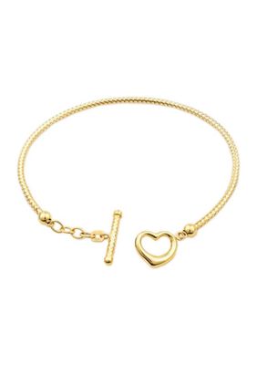 Belk & Co Open Heart Bracelet In 10K Yellow Gold