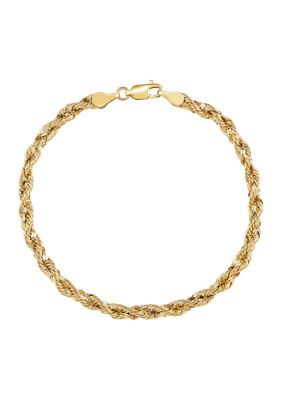 Belk & Co Hollow Rope Chain Bracelet In 10K Yellow Gold