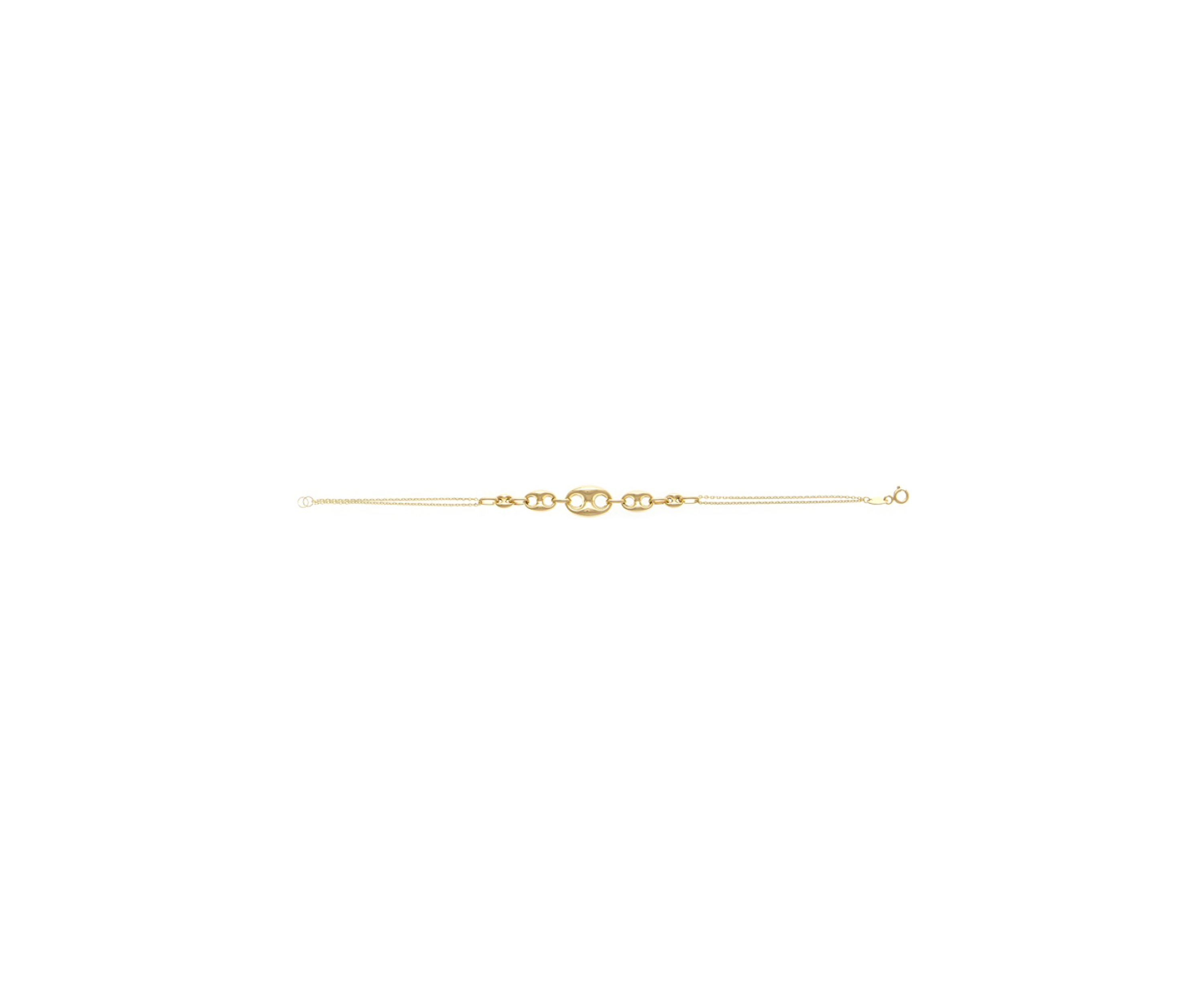 3 Graduated Marina Design on 2 Rows Chain Bracelet in 10K Yellow Gold