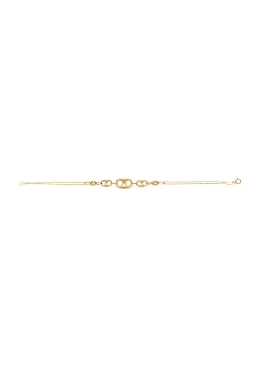 3 Graduated Marina Design on 2 Rows Chain Bracelet in 10K Yellow Gold