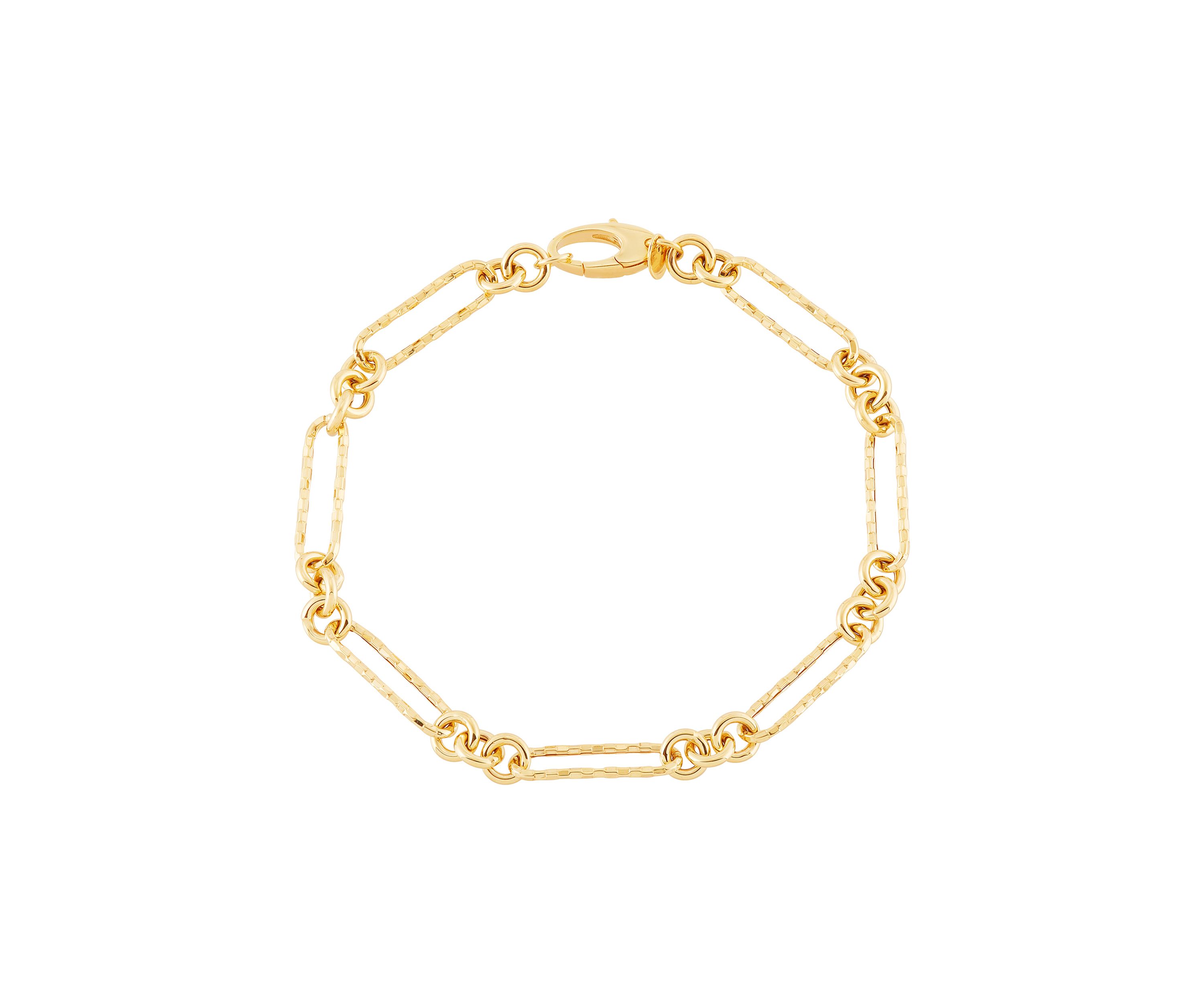 Paperclip Fact Basketweave Design Bracelet in 10K Yellow Gold