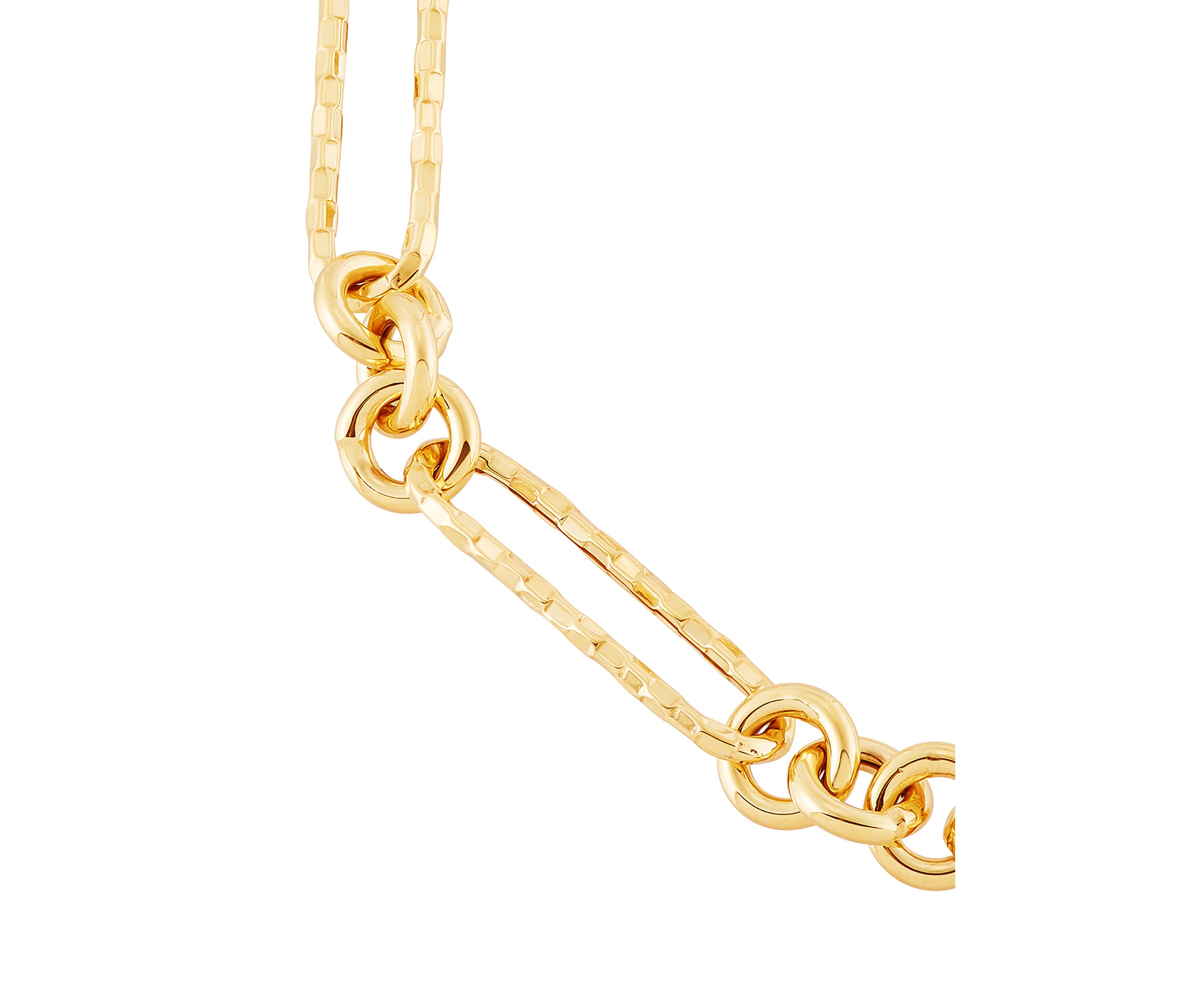 Paperclip Fact Basketweave Design Bracelet in 10K Yellow Gold
