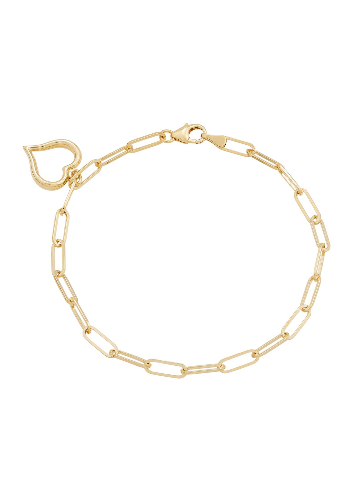 Dangle Heart Bracelet in 10K Yellow Gold