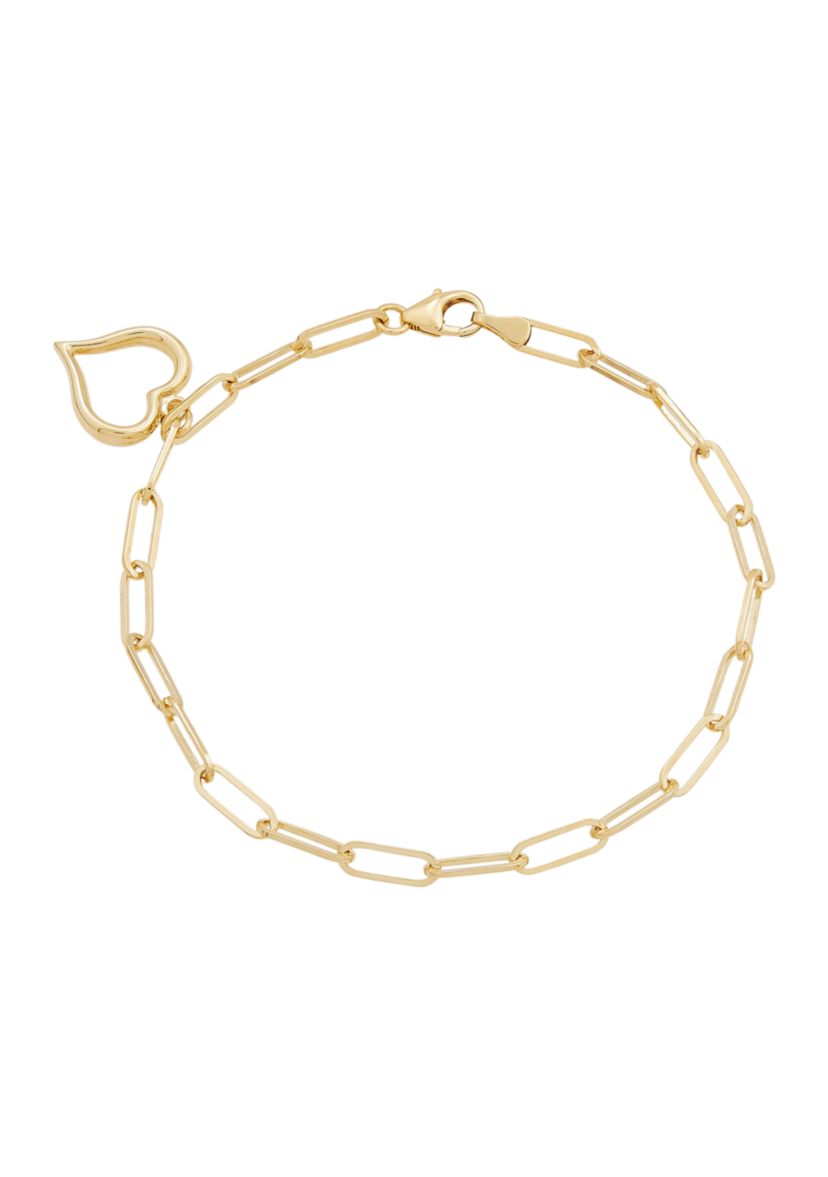 Dangle Heart Bracelet in 10K Yellow Gold