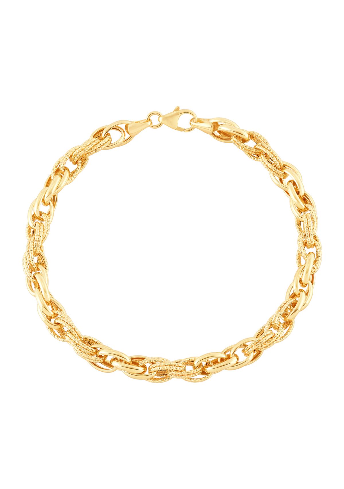 5.5 Millimeter Hollow Oval Links Bracelet in 10K Yellow Gold