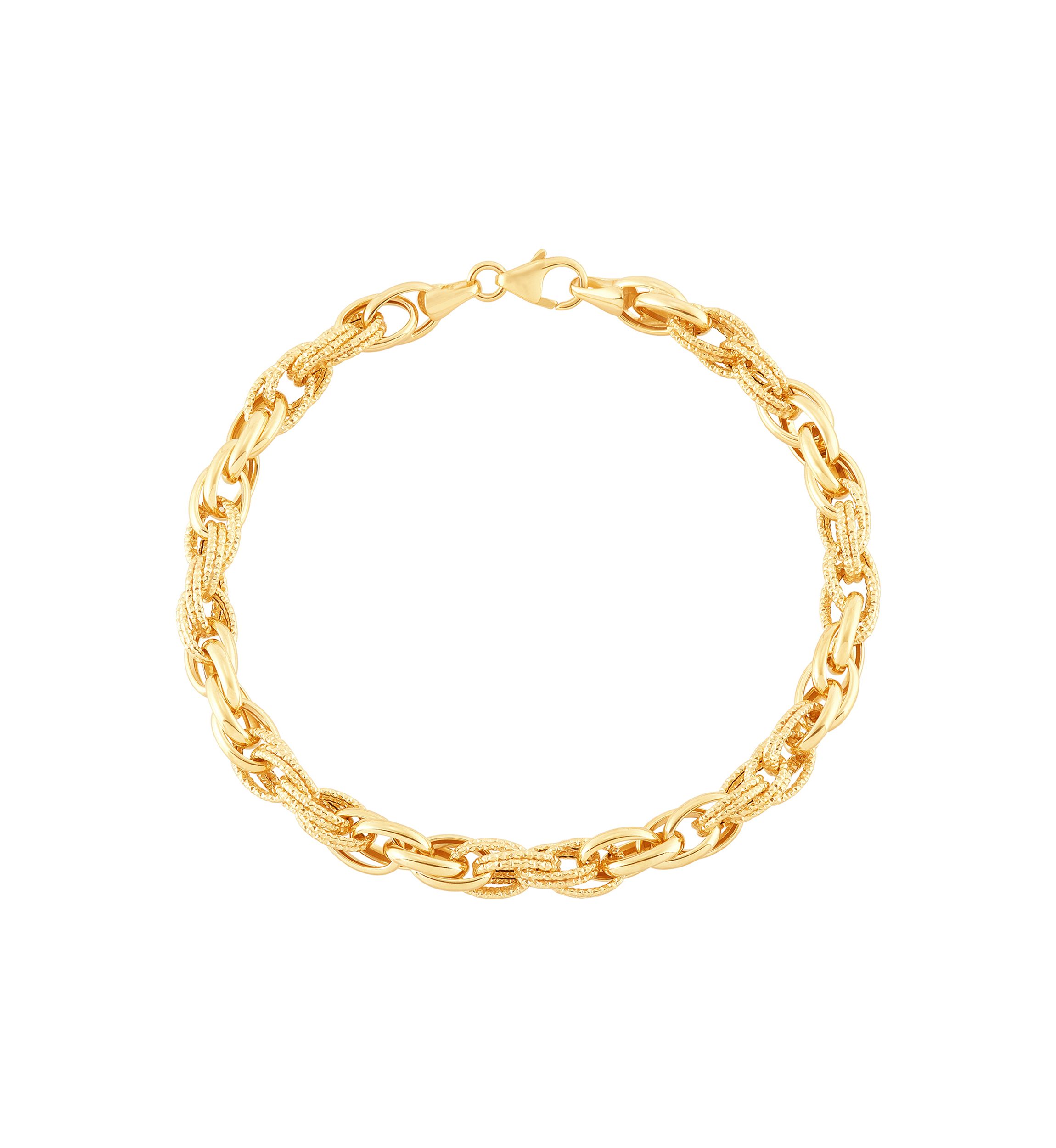 5.5 Millimeter Hollow Oval Links Bracelet in 10K Yellow Gold