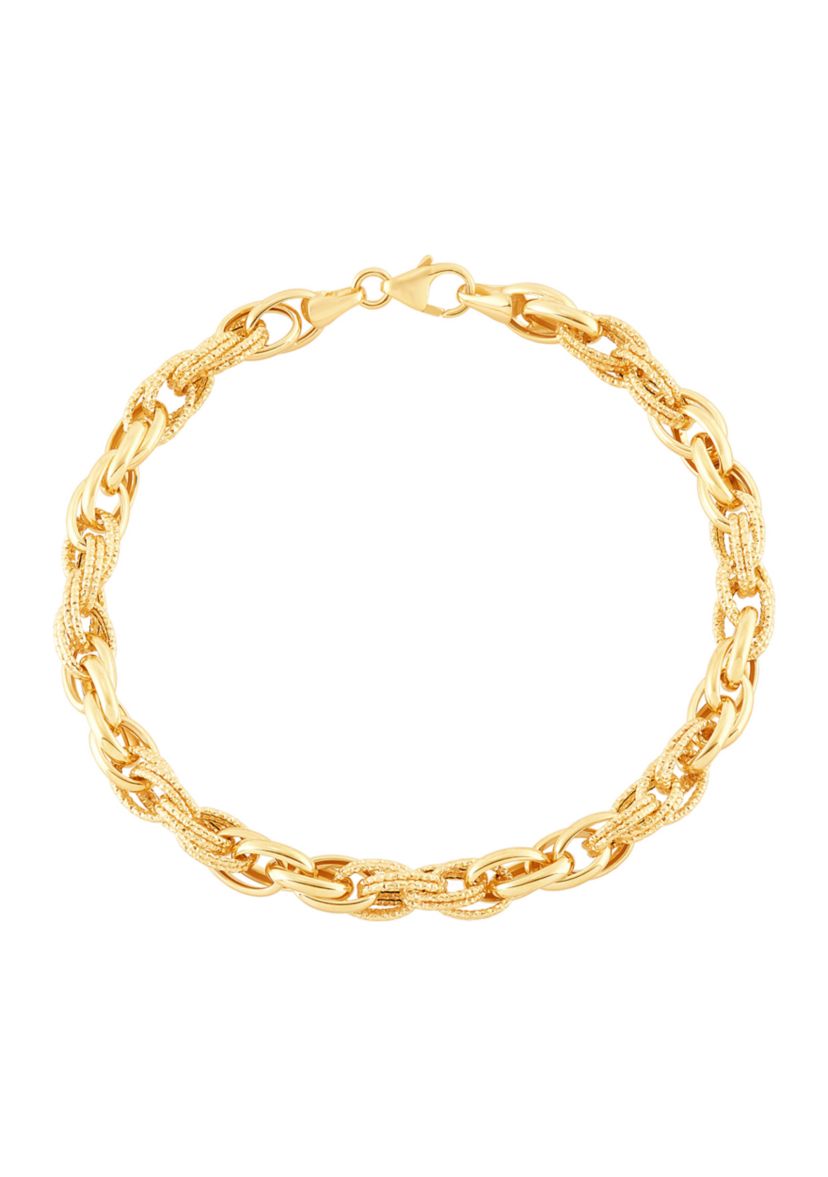 5.5 Millimeter Hollow Oval Links Bracelet in 10K Yellow Gold