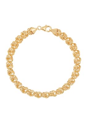 Belk & Co Hollow Rosette Bracelet in 10K Yellow Gold, 7.5 in