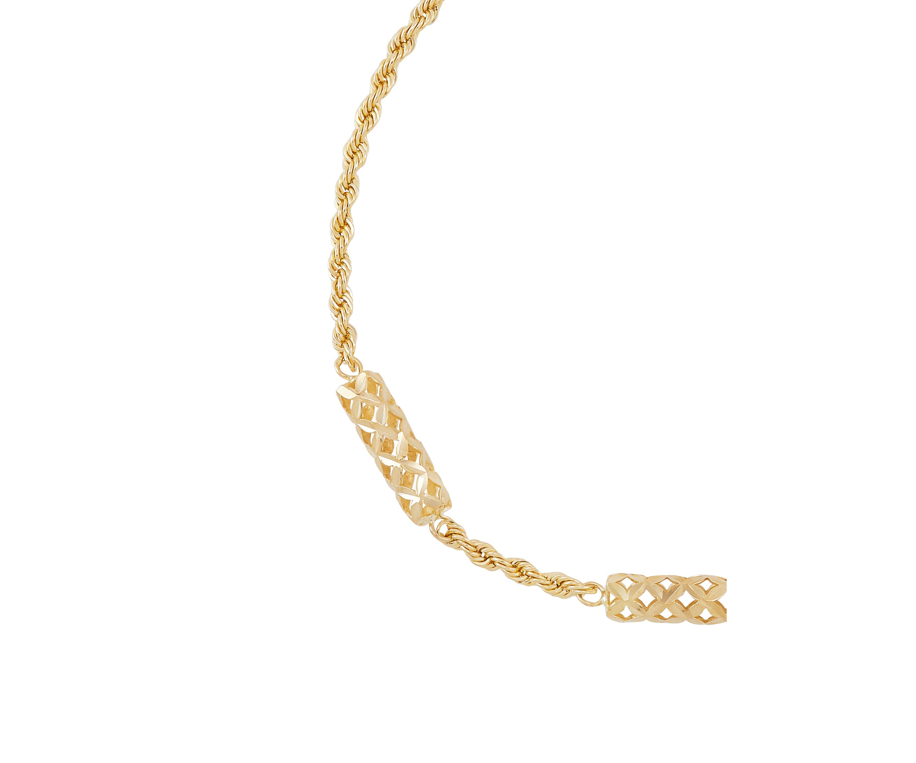 Triple Texture Bars Station Bracelet in 10K Yellow Gold