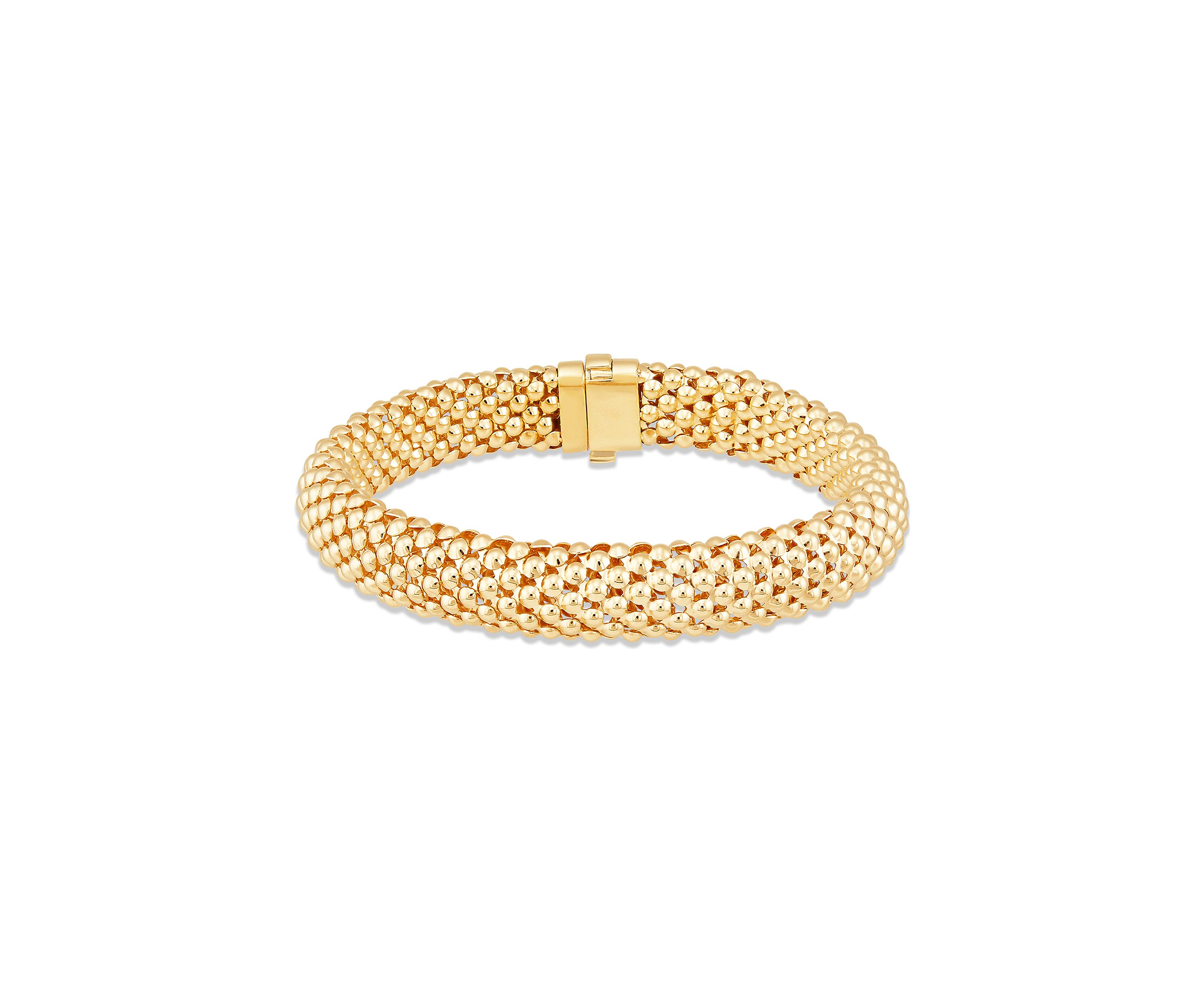 Popcorn Design Links Bracelet in 10K Yellow Gold