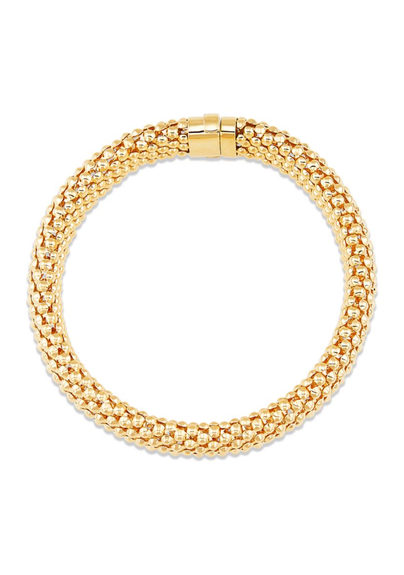 Popcorn Design Links Bracelet in 10K Yellow Gold